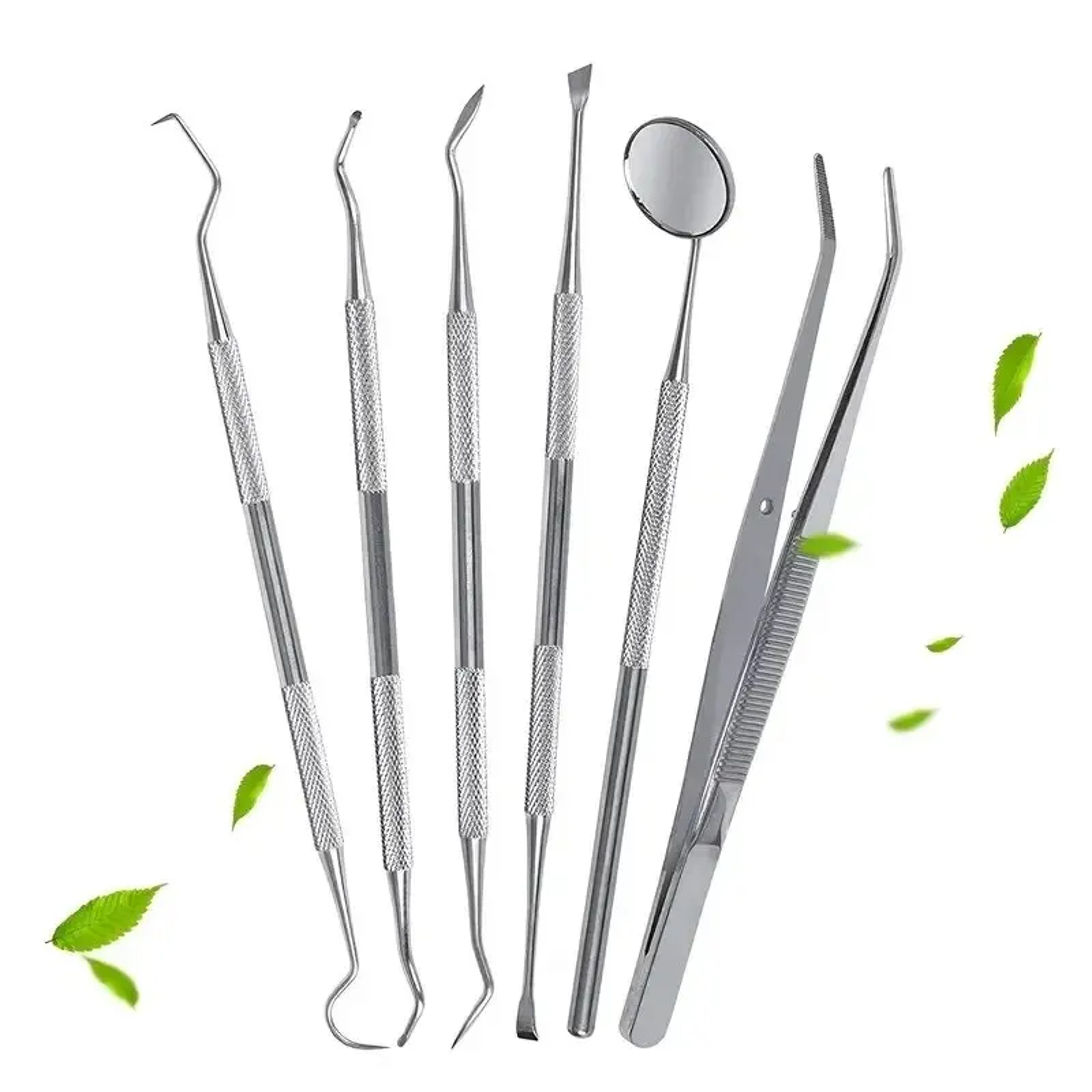 Stainless Steel Dental Tools Kit for Oral Cleaning Tartar Removal Flossing Care Mirror Easy to Clean – view 7