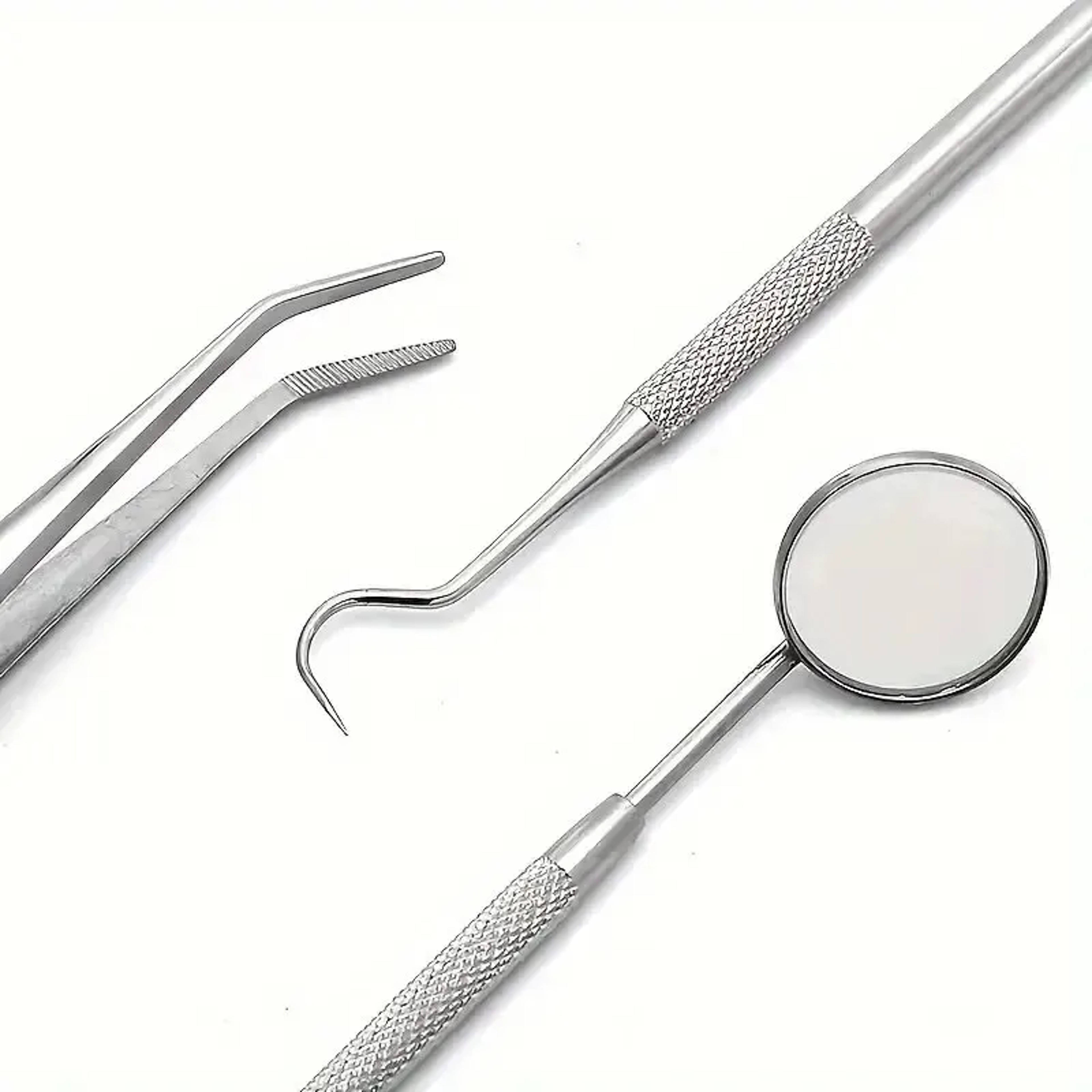 Stainless Steel Dental Tools Kit for Oral Cleaning Tartar Removal Flossing Care Mirror Easy to Clean – view 6