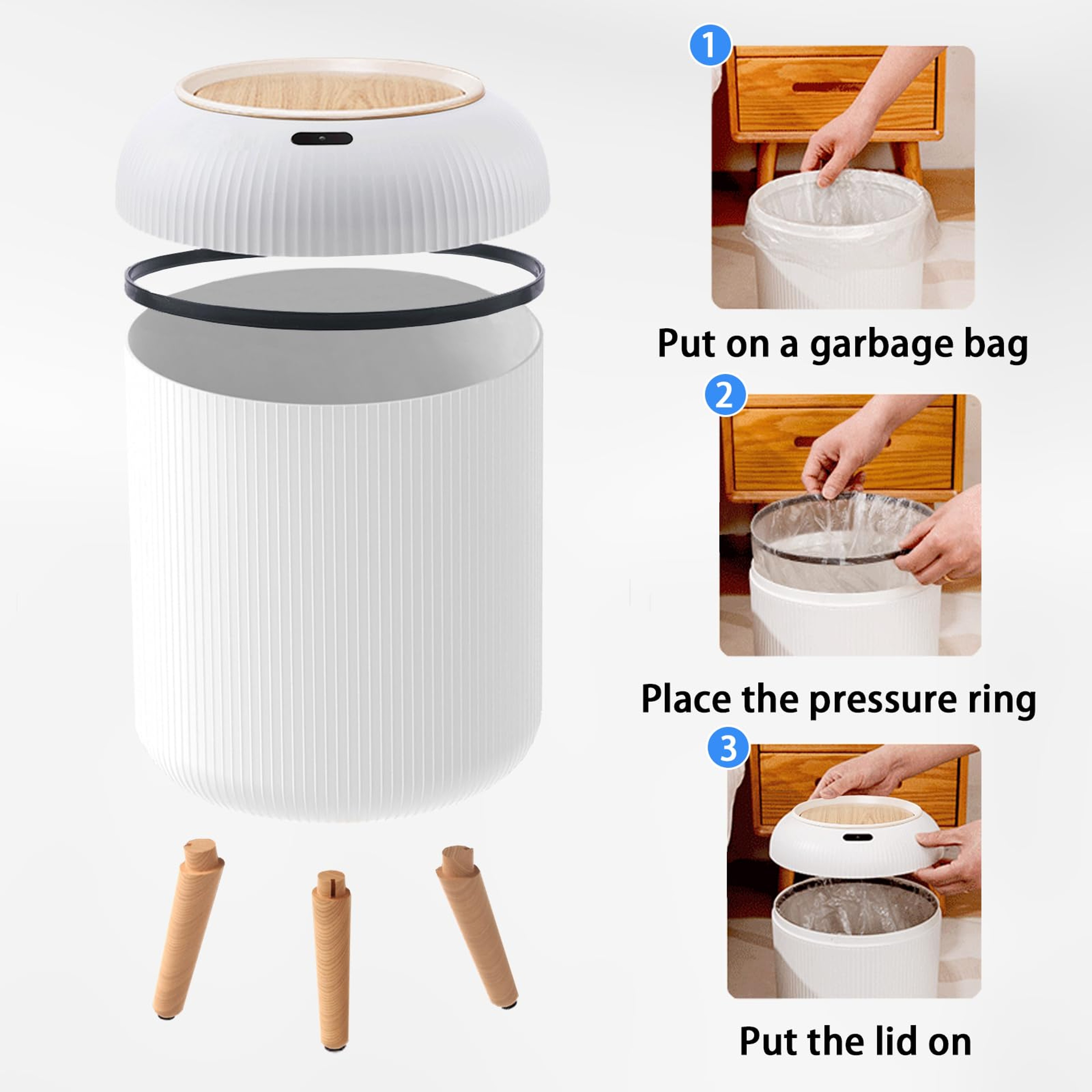 Motion Sensor Trash Can For Bedroom Bathroom Kitchen Automatic Smart Trash Can With Lid 4