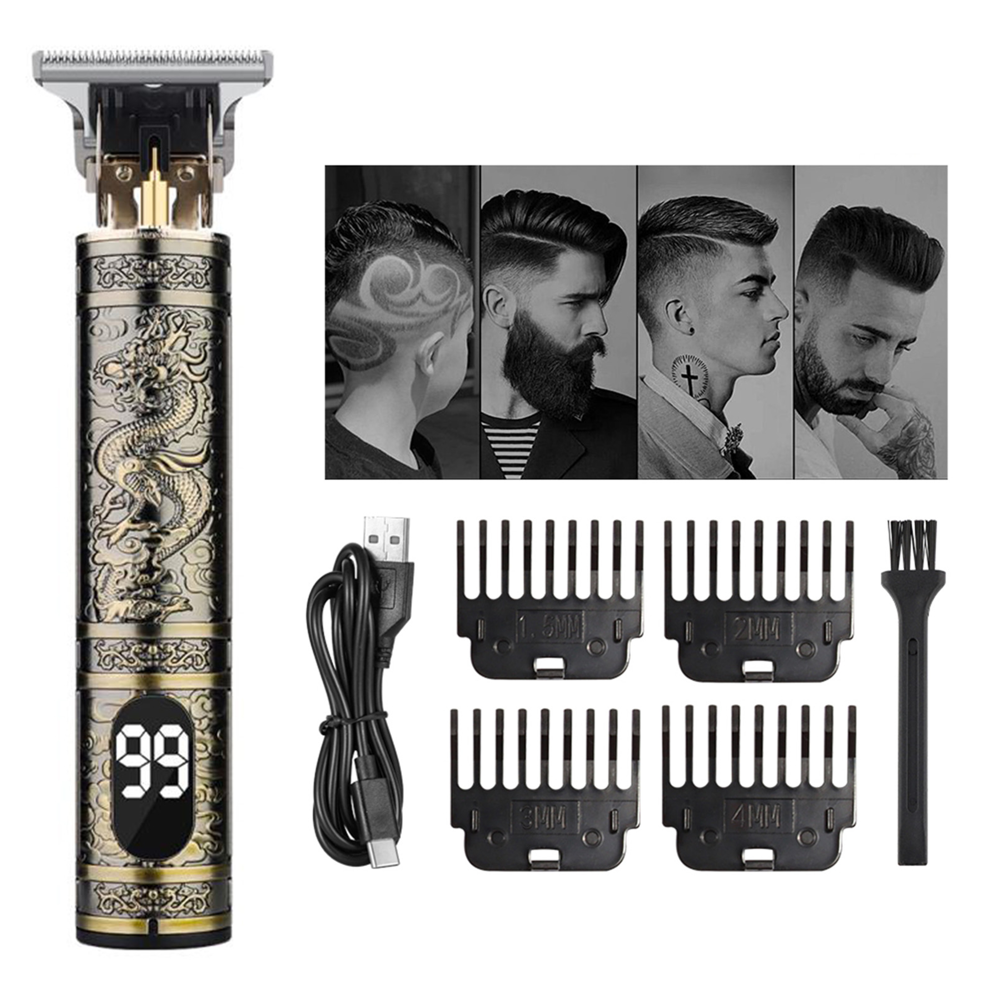 Vintage Hair Clippers Professional Electric Trimmer For Barber Shops Beard Shaver With LED And Drag 5