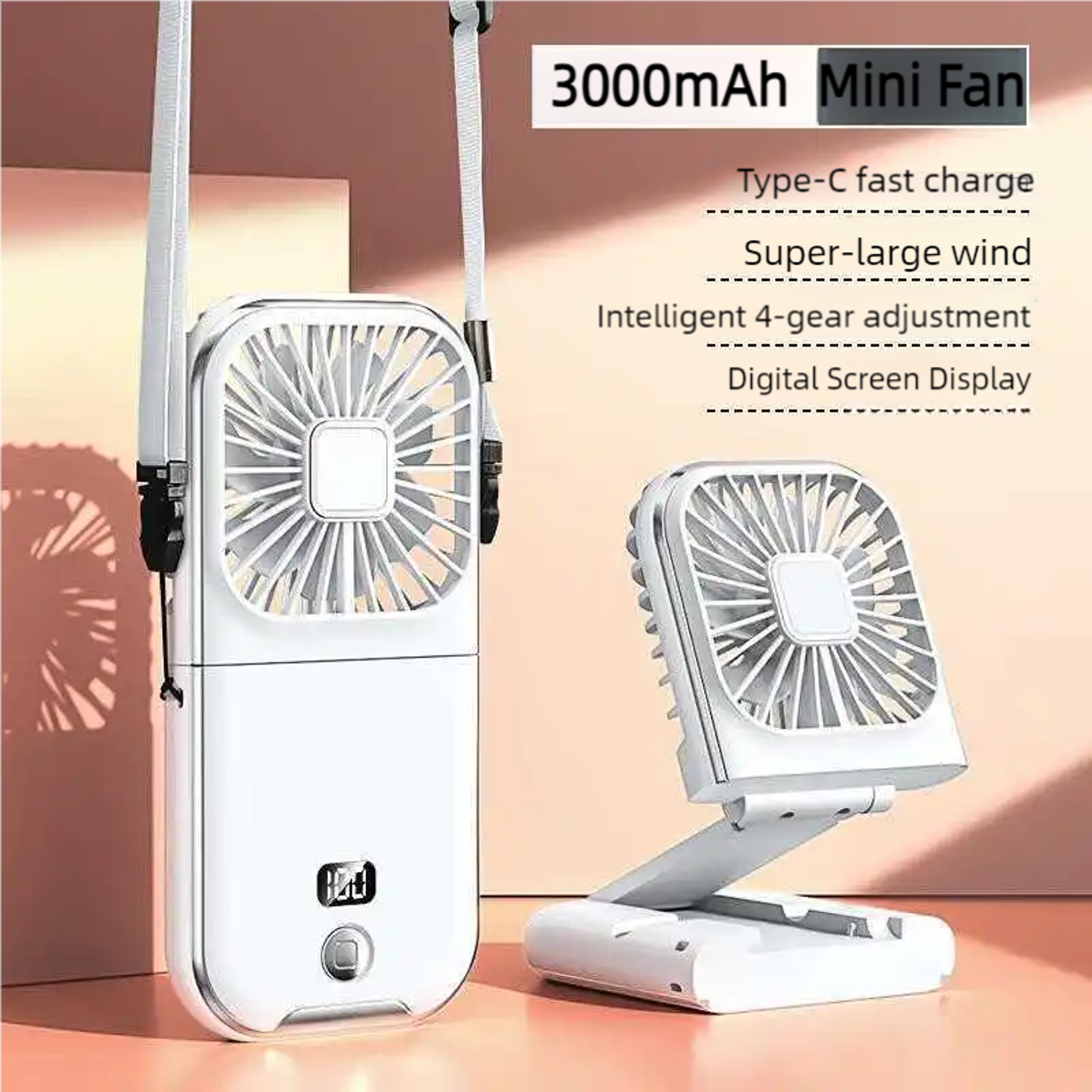 Foldable Hanging Neck Fan USB Mini Fan For Sports Camping  Cooling With Mute Desktop Refrigeration 1