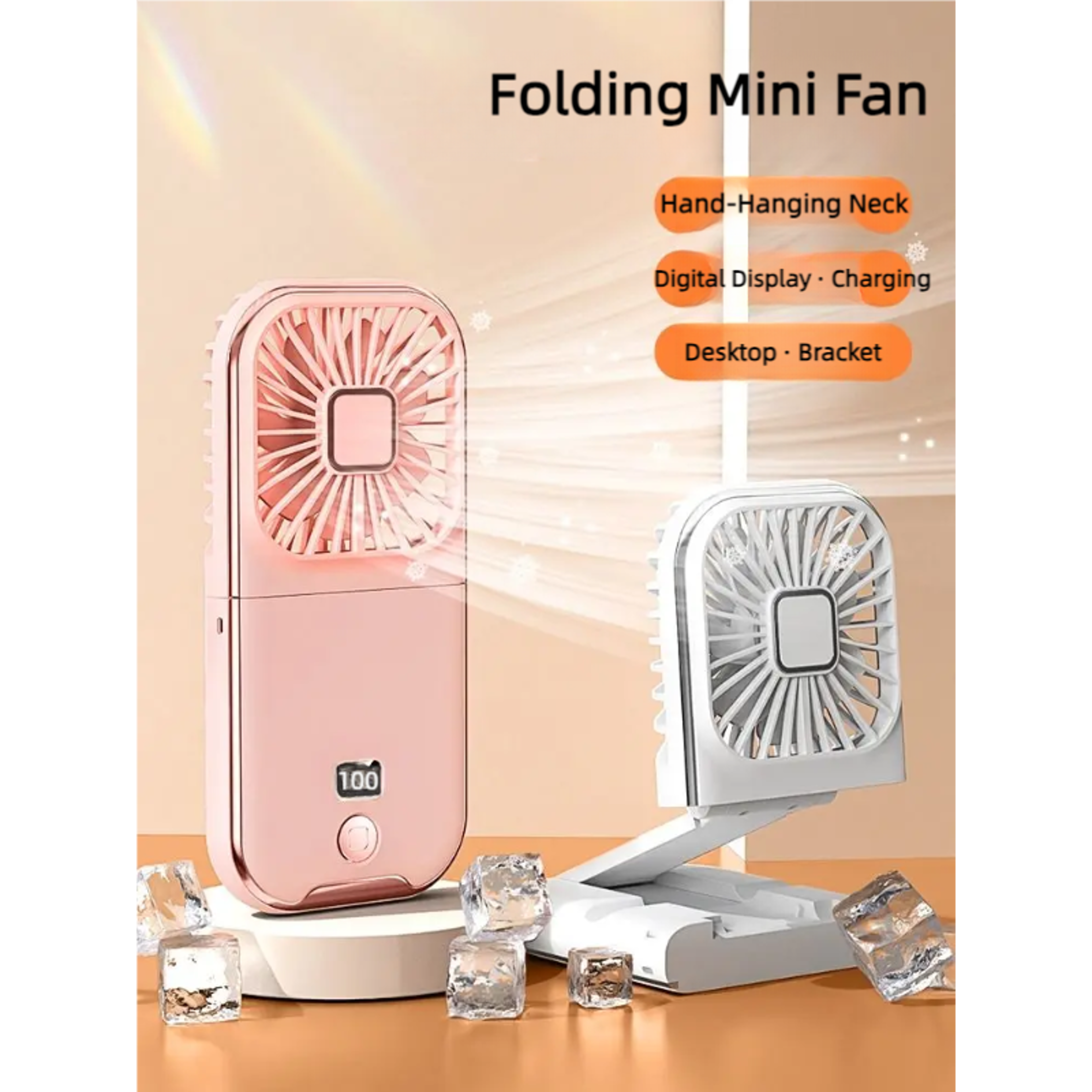 Foldable Hanging Neck Fan USB Mini Fan For Sports Camping  Cooling With Mute Desktop Refrigeration 2