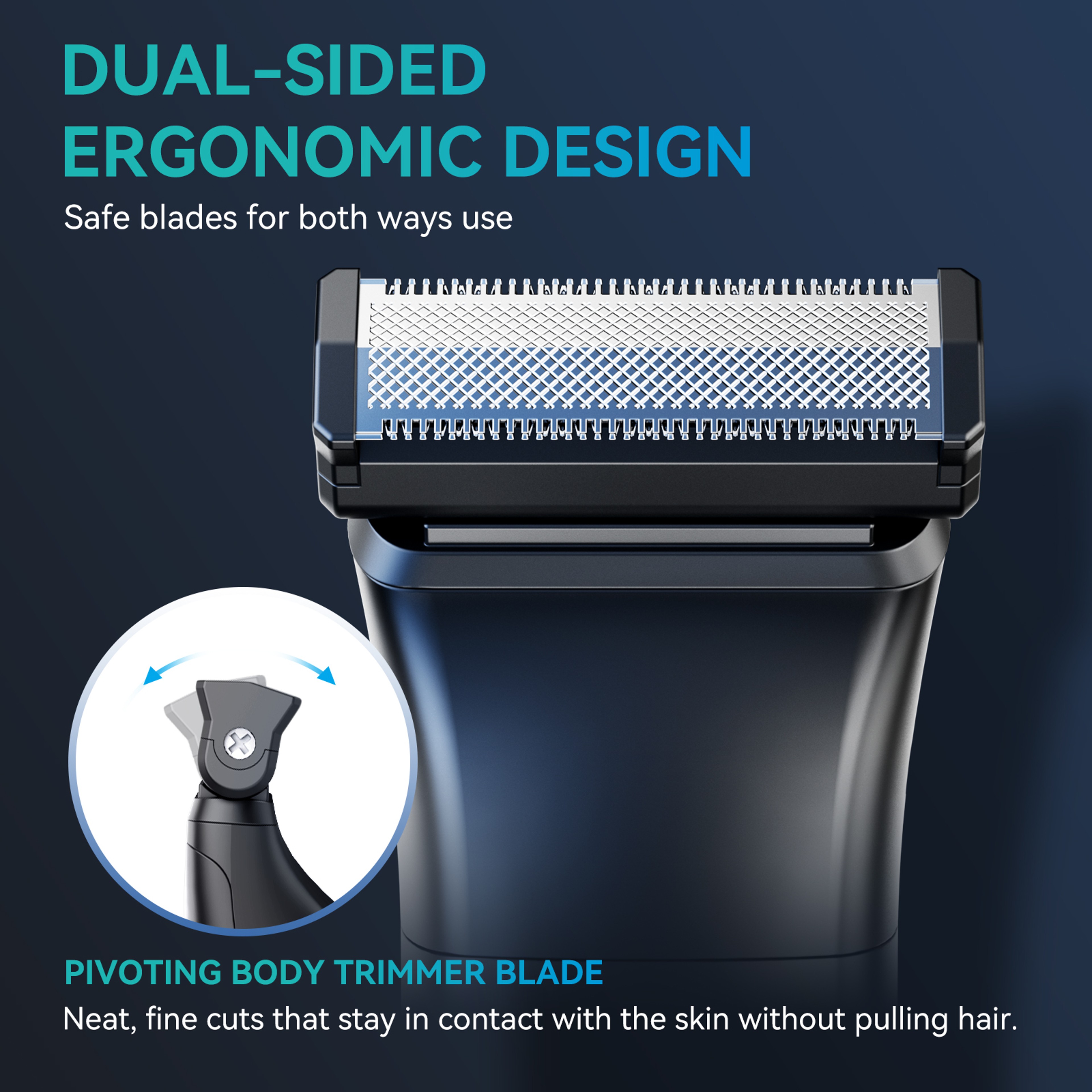 Electric Trimmer for Men Dual-Sided Blade, Waterproof Beard and Body Hair Razor – view 3