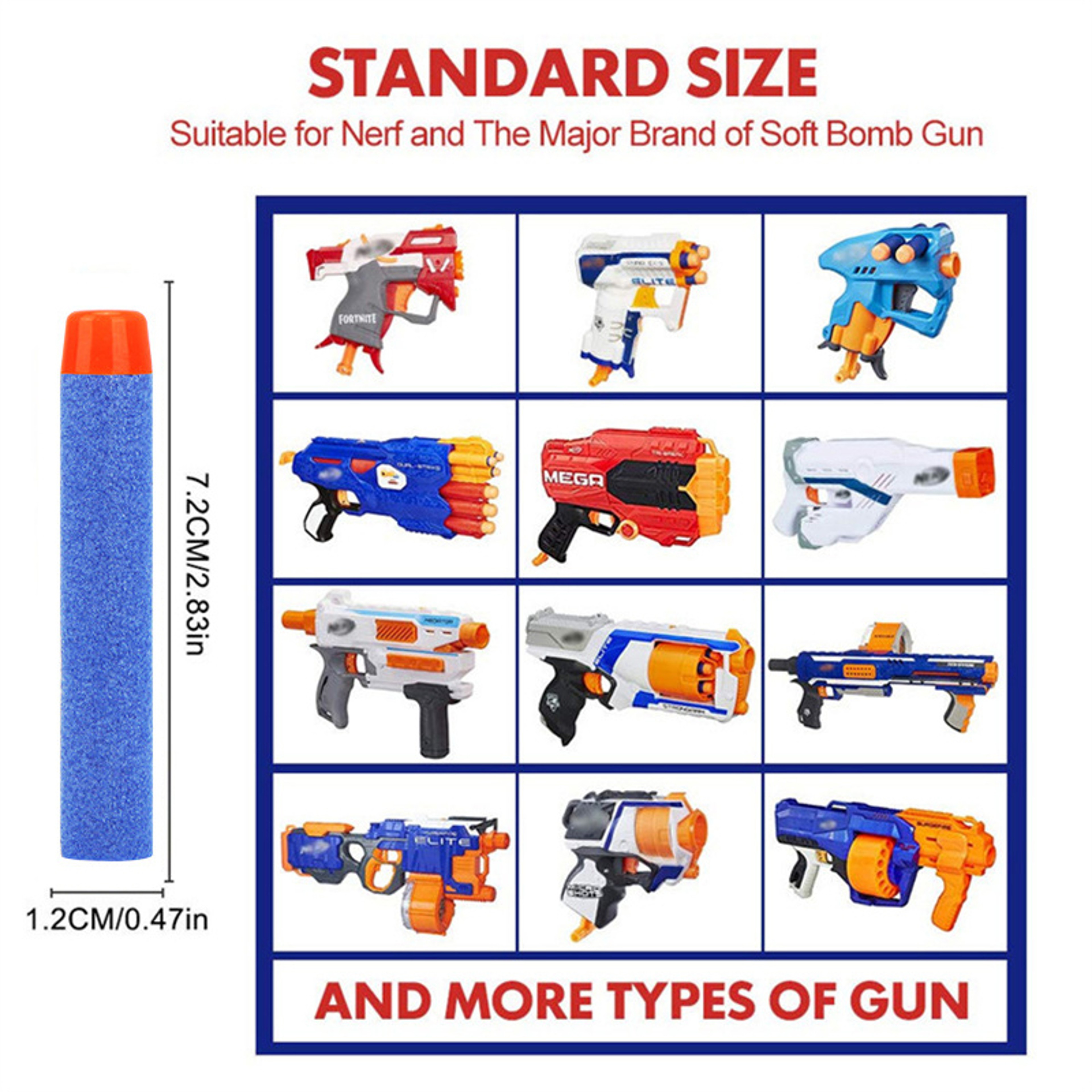 Blue Round Head Foam Refill Darts For Nerf NStrike Elite Blasters 4
