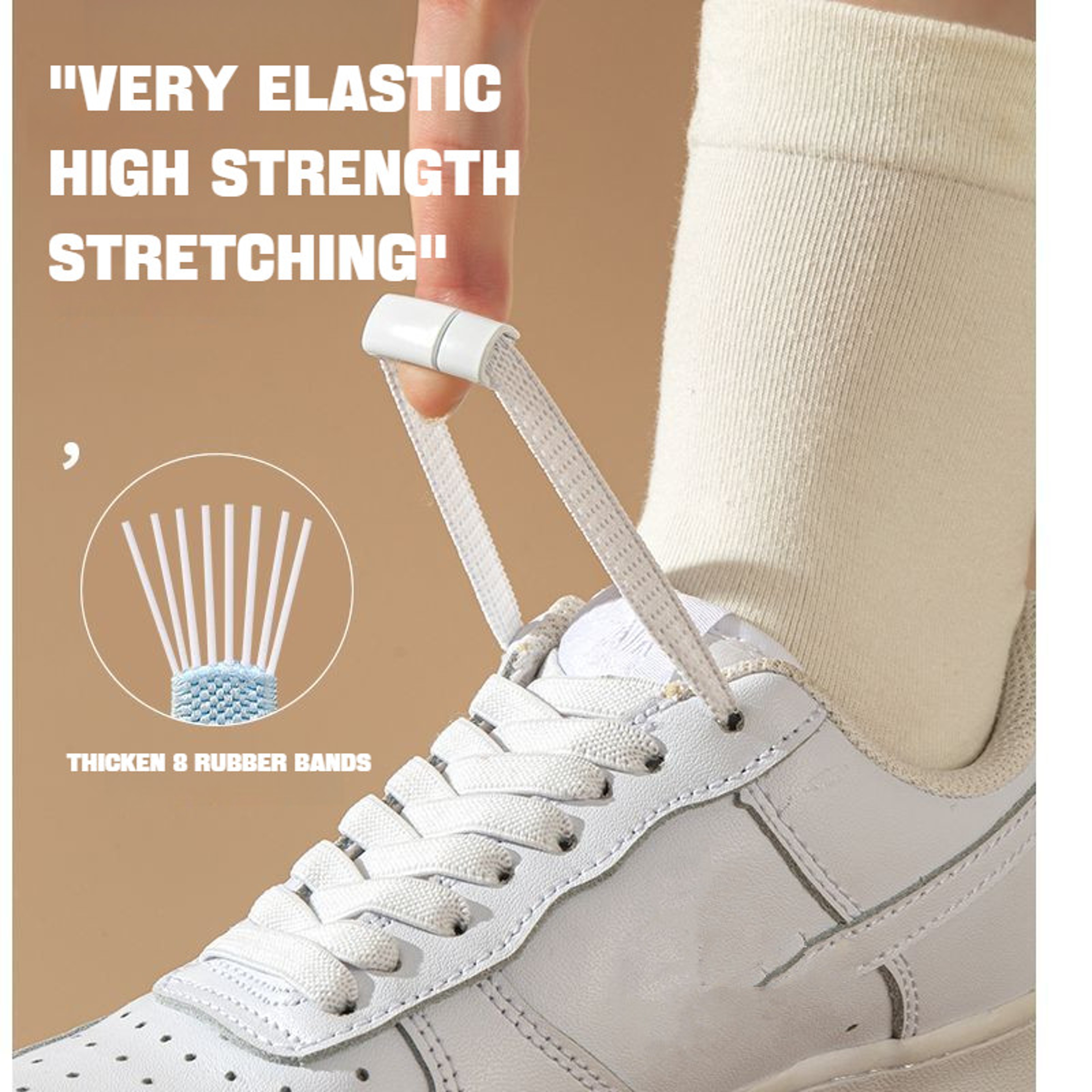 Magnetic Lock NoTie Shoelaces For Sneakers  Boots Flat Elastic Design 3