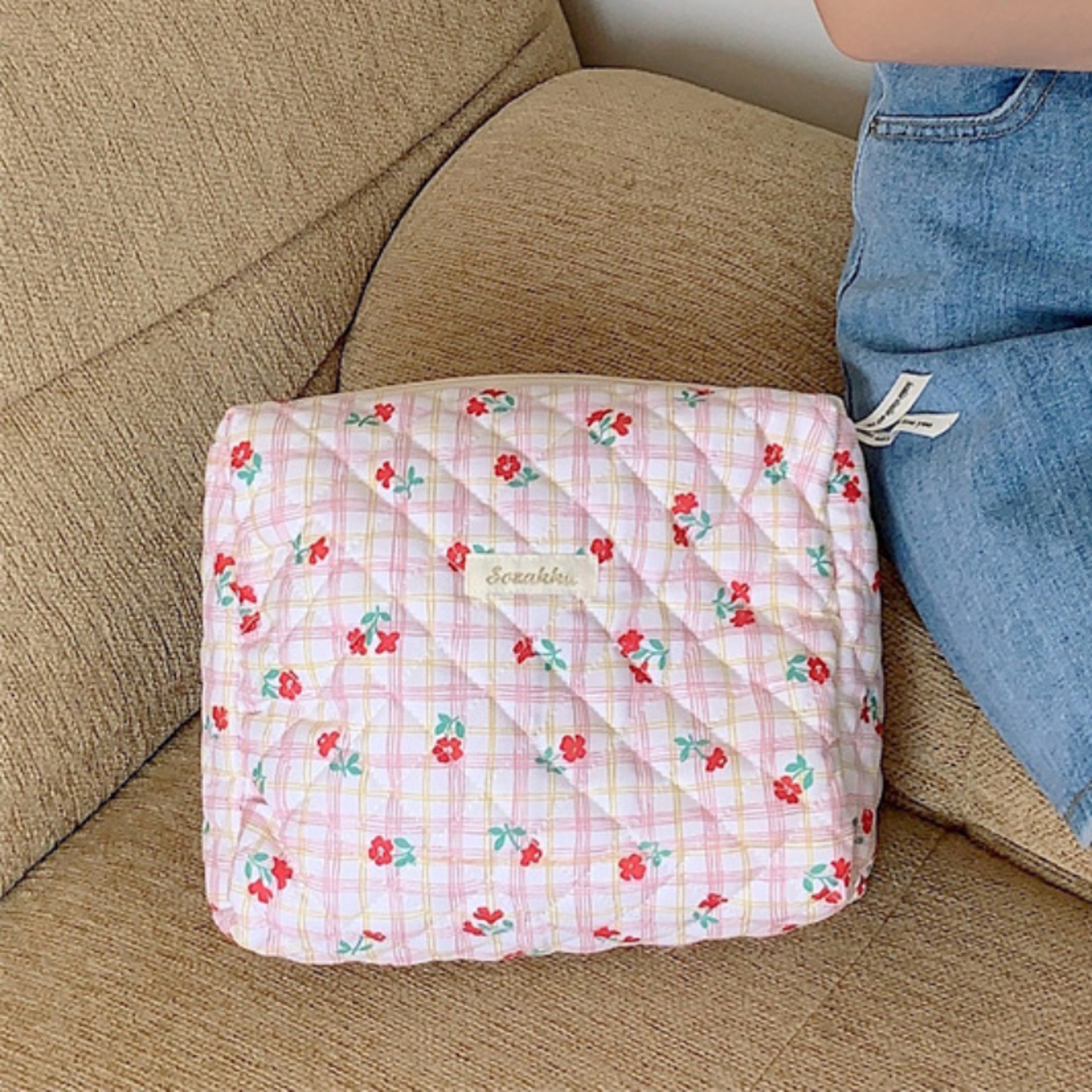 Retro Cherry Cotton Cosmetic Travel Bag Cute Makeup Organizer Pouch For Women And Girls 11