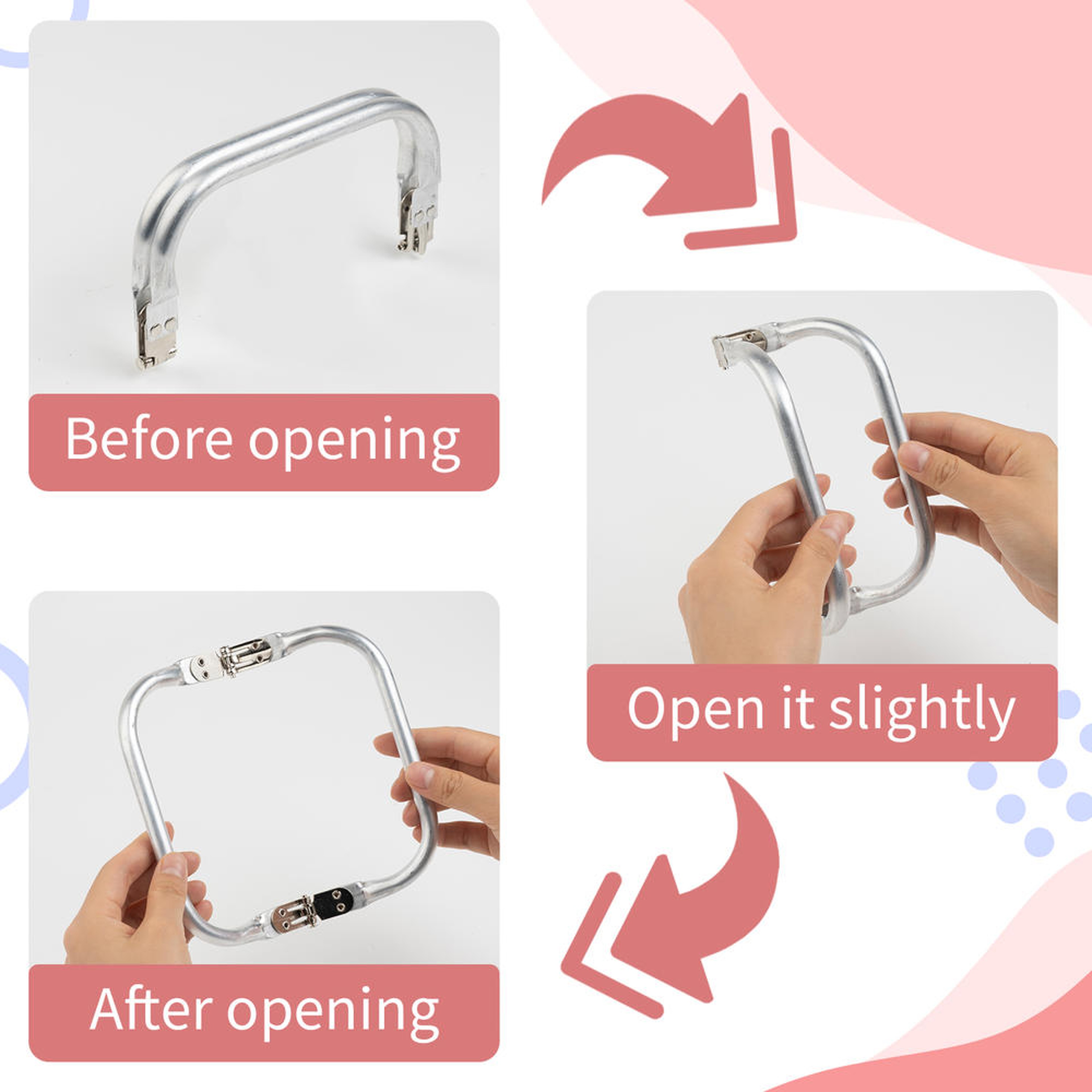 Metal Aluminum Tube Frame Bag Handle Perfect For Clutch Bag Parts Wallet And Doctor Purse Frames 2