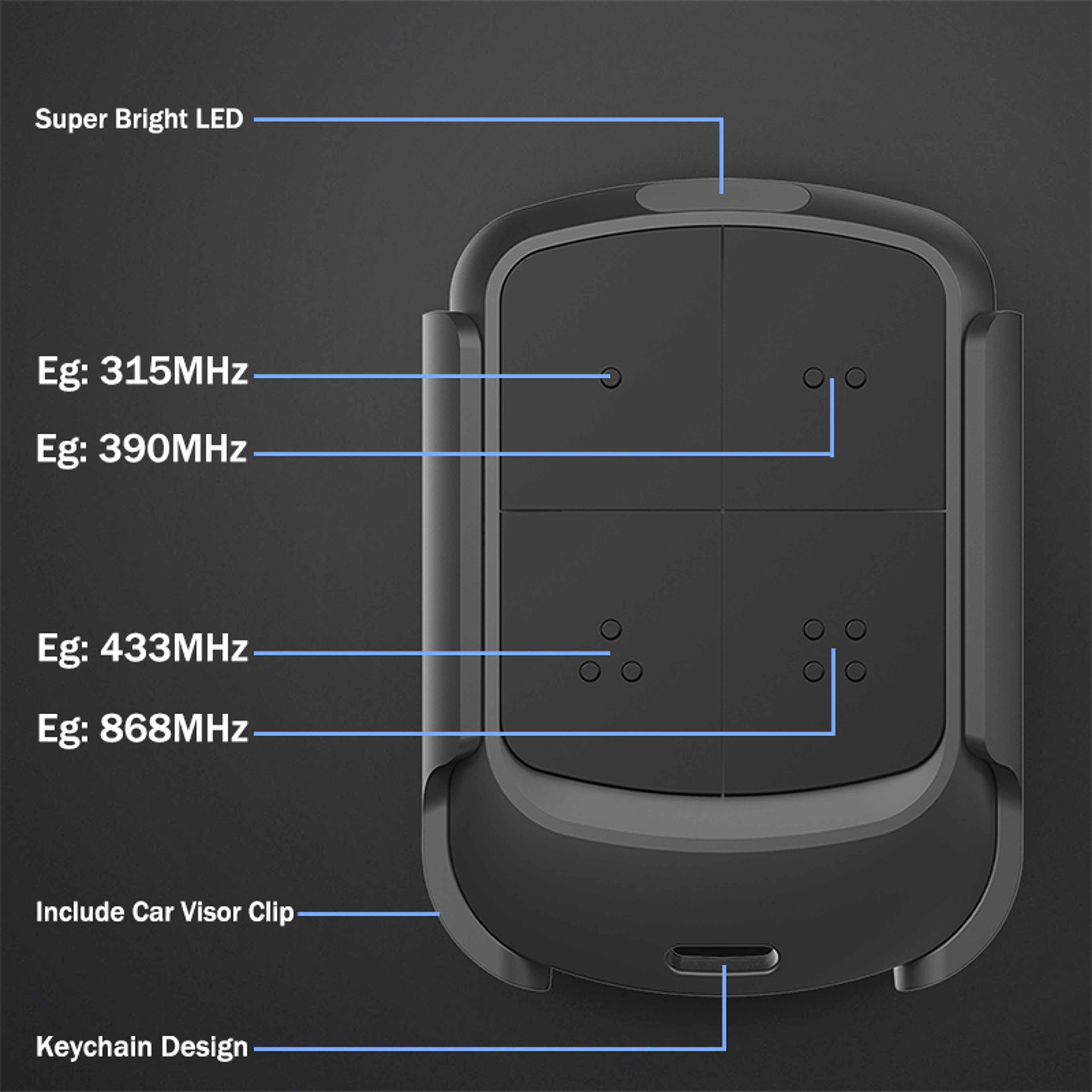 Multifrequency Garage Door Remote Control Duplicator Auto Scan Clone  Code Grabber Gate Opener 2