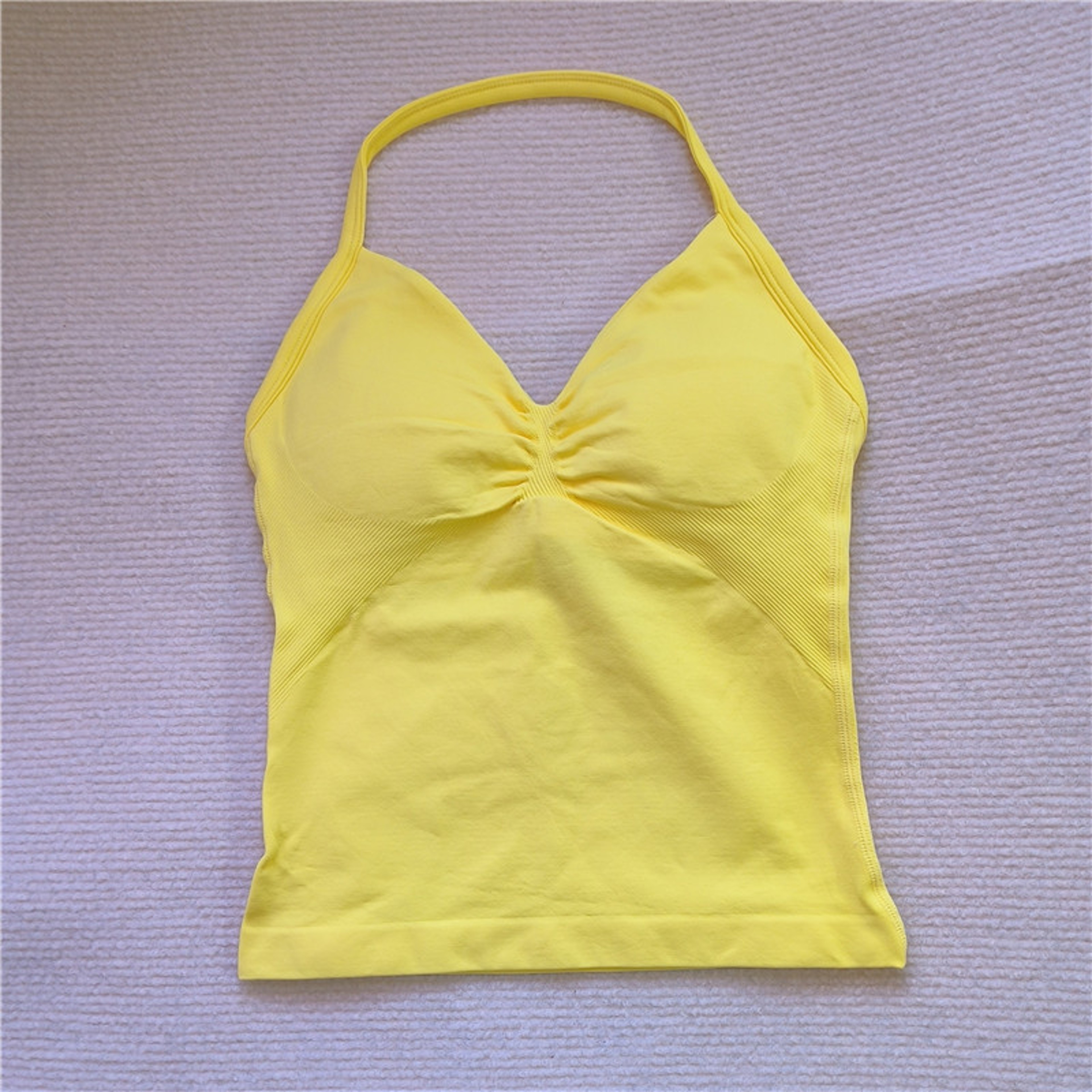 Sexy V Neck Gym Tank Top Seamless Sports Running Tank Slim Fit Yoga Padded Workout Vest For Women 8