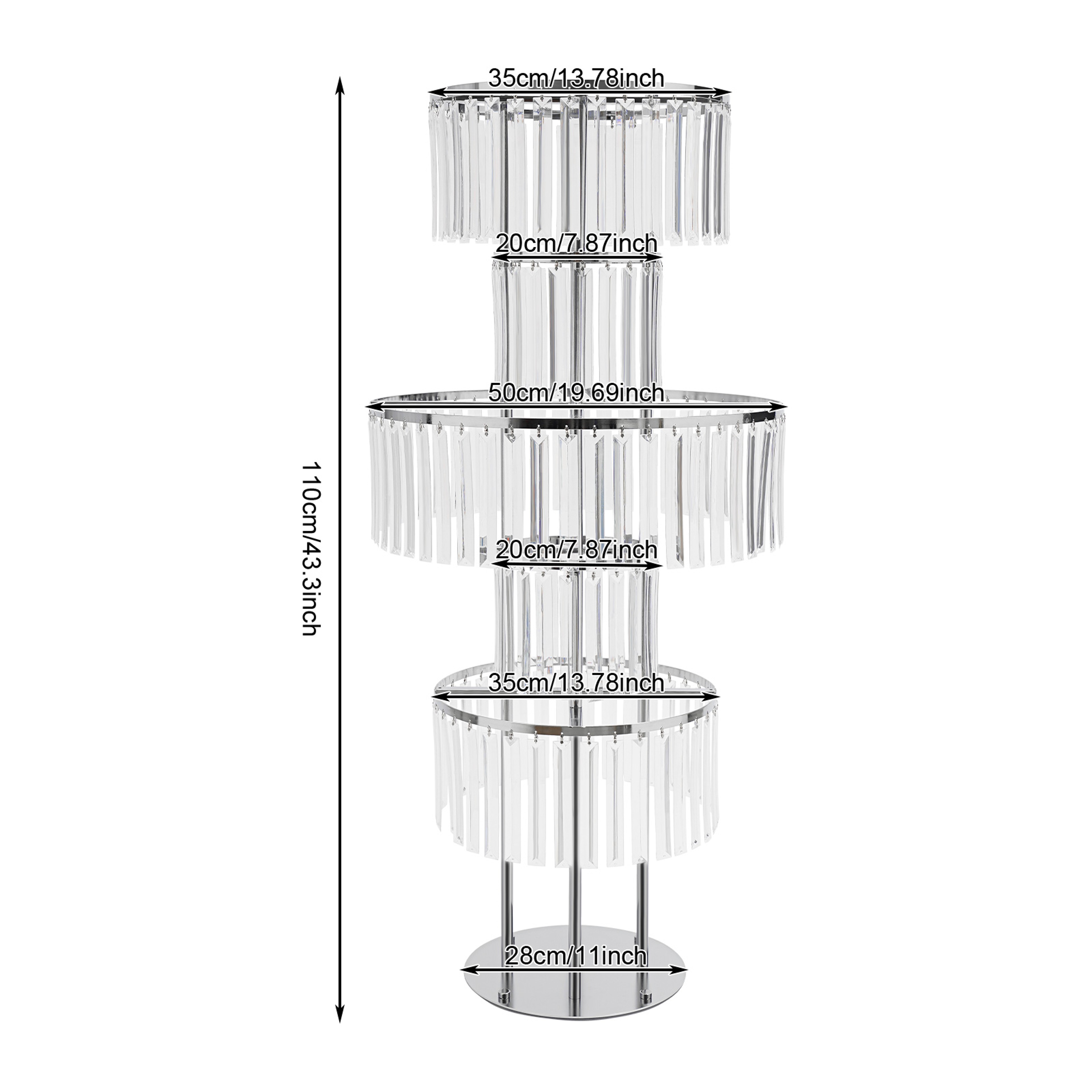 Gold Silver Wedding Flower Stand Centerpiece With Hanging Acrylic Vases 7