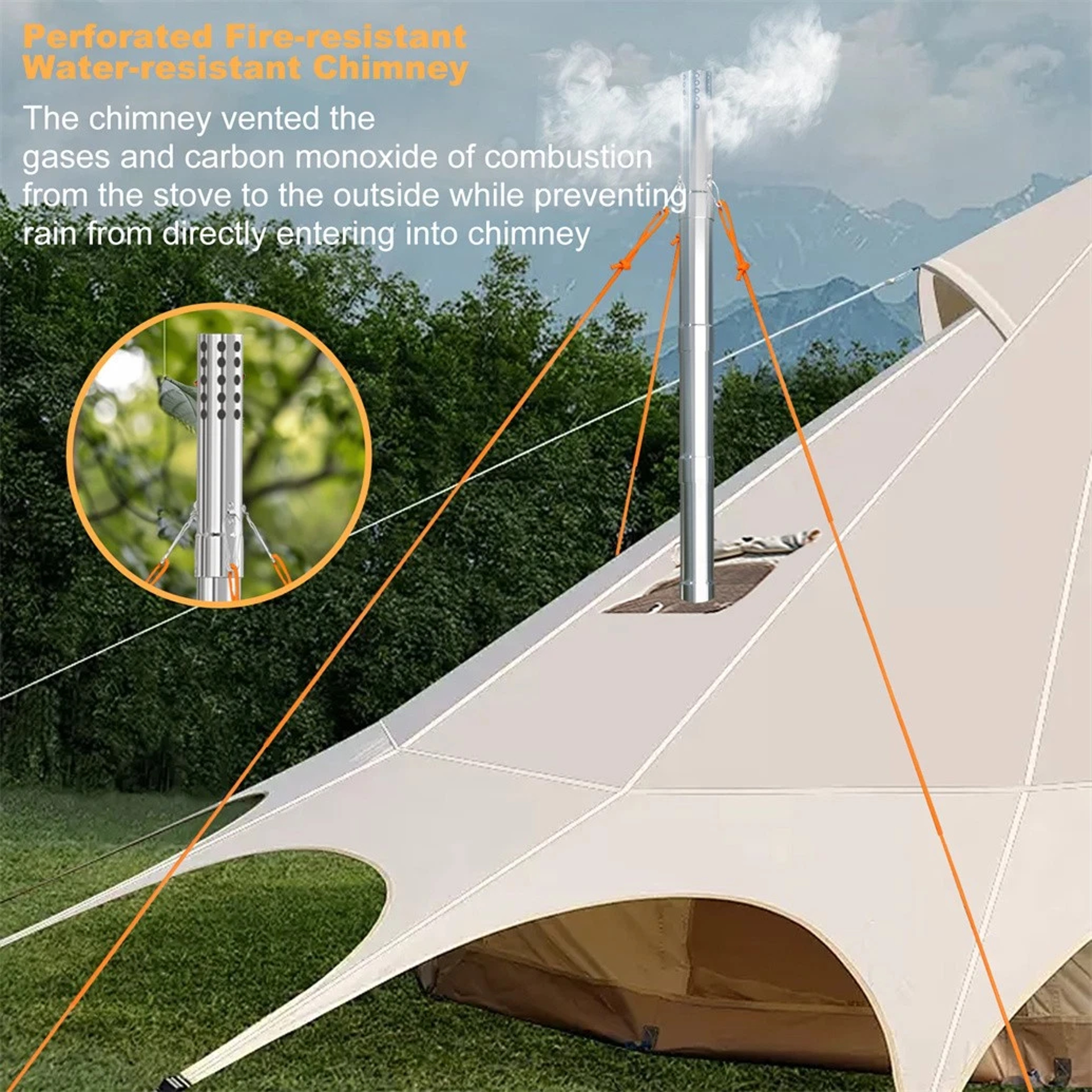 Portable Wood Burning Hot Tent Stove With Stainless Chimney Pipes For Camping 4
