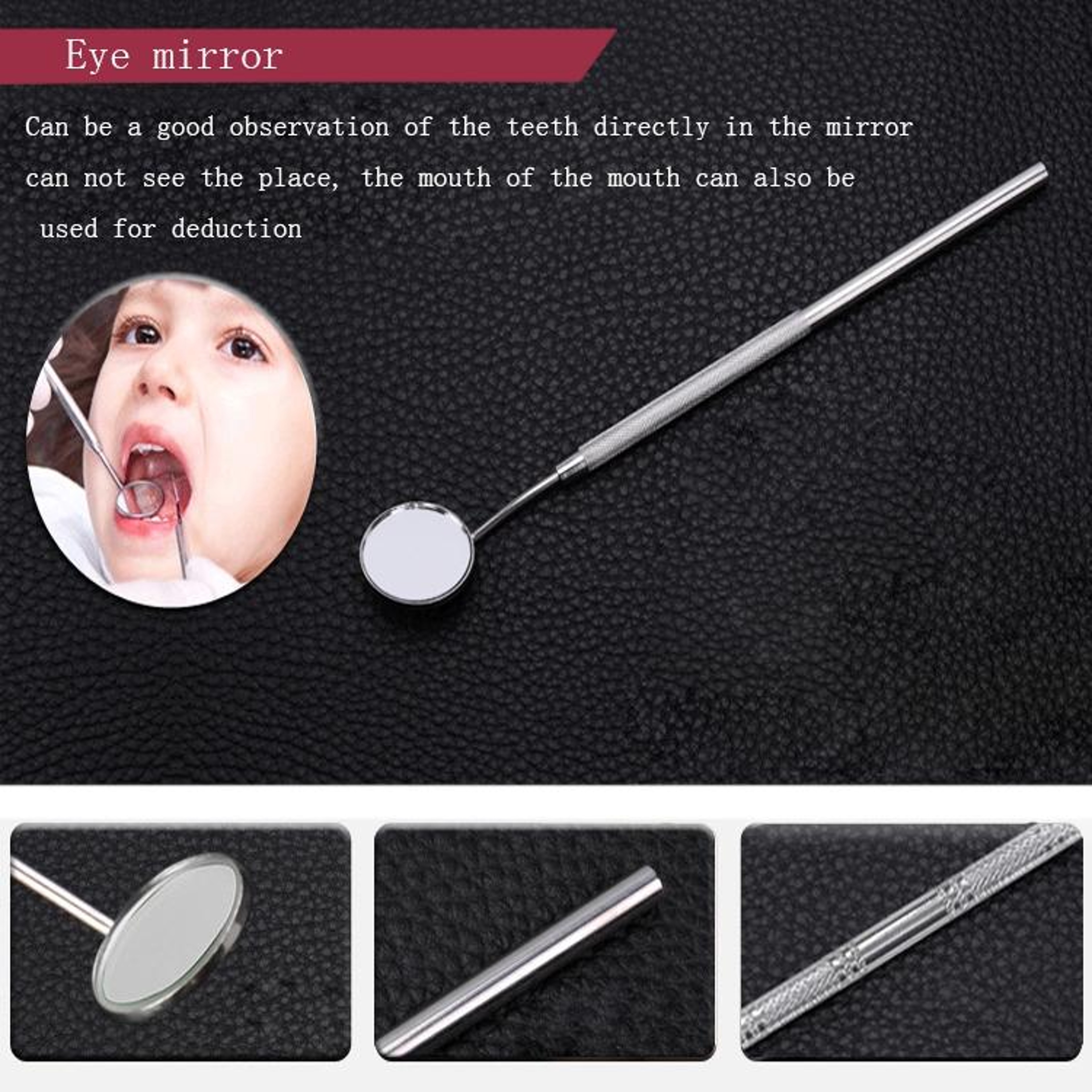 Premium 4 in 1 Dental Tool Set with Mirror, Probe, Hoe & Tweezers, Stainless Steel Oral Care Instruments – view 4