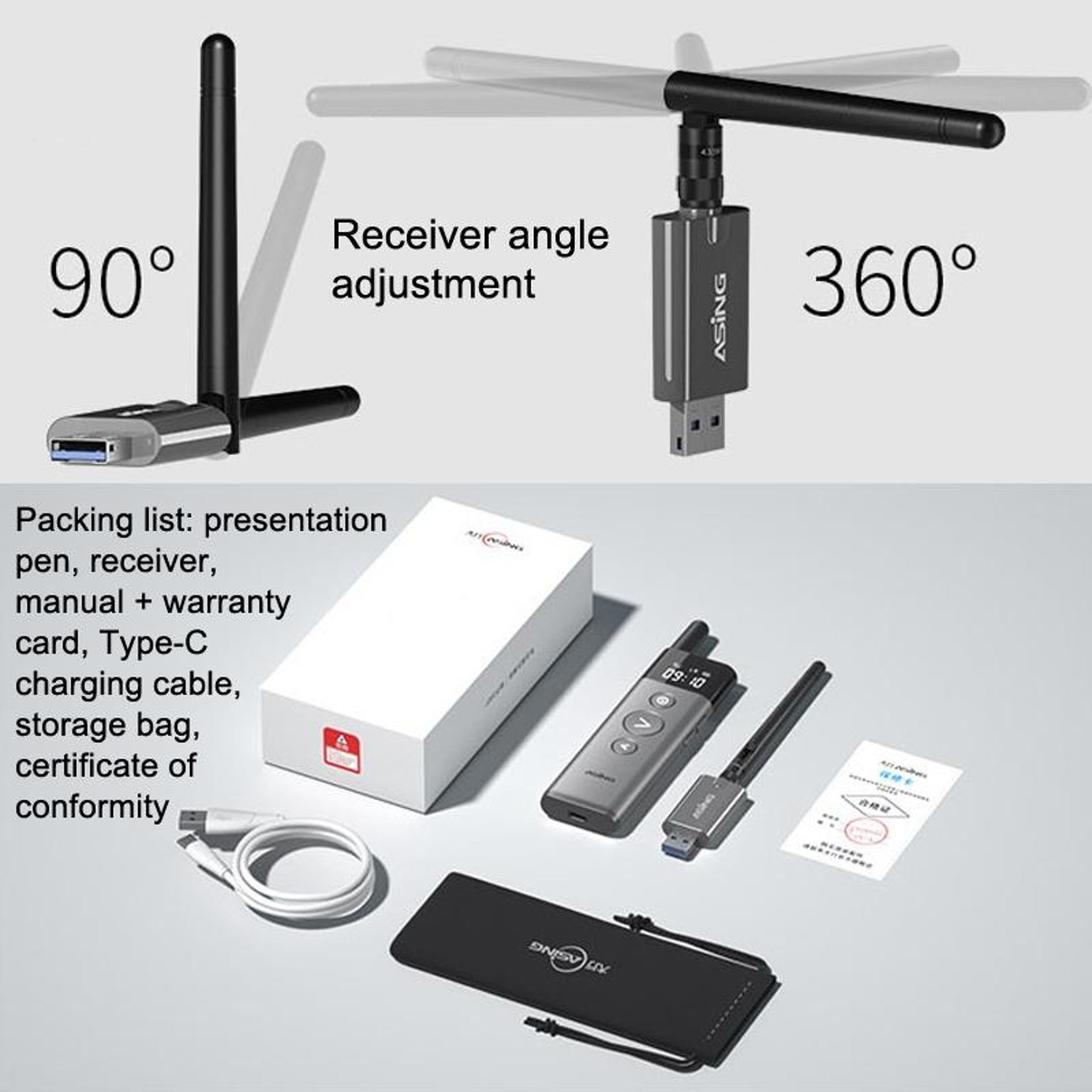 Wireless Presentation Clicker With Green Laser Pointer 300m Range USB PowerPoint Remote 1