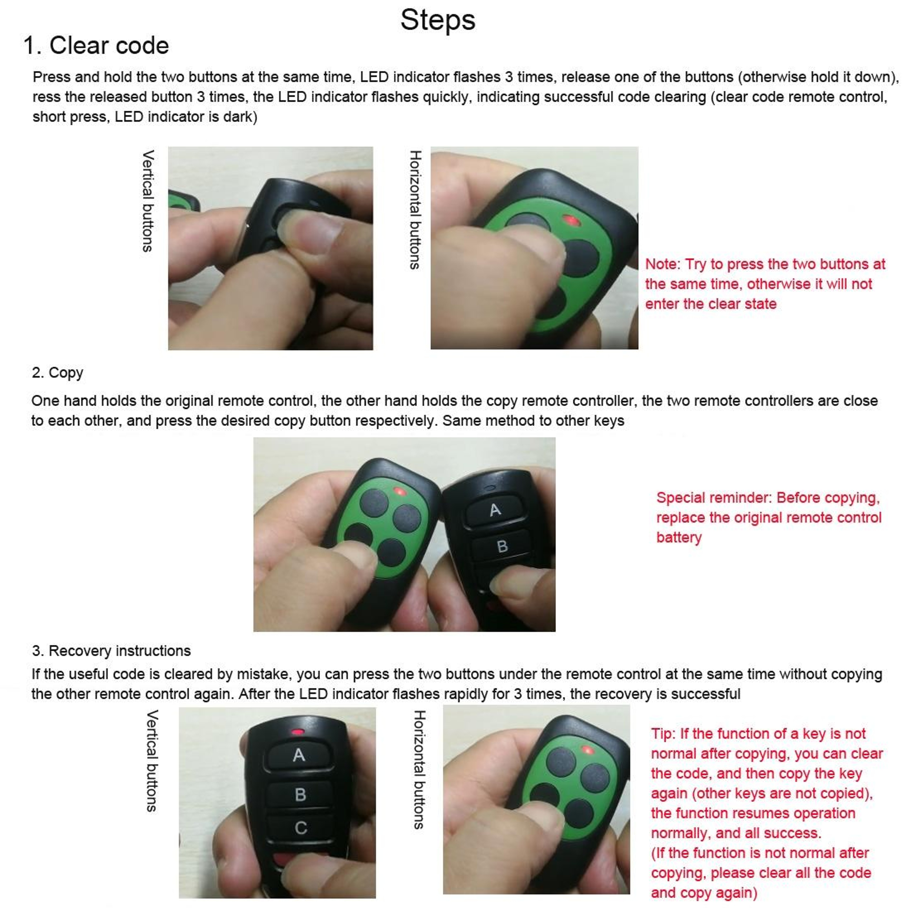 Universal 433MHz Garage Door Remote Cloner 4-Button Wireless Key Fob – view 7