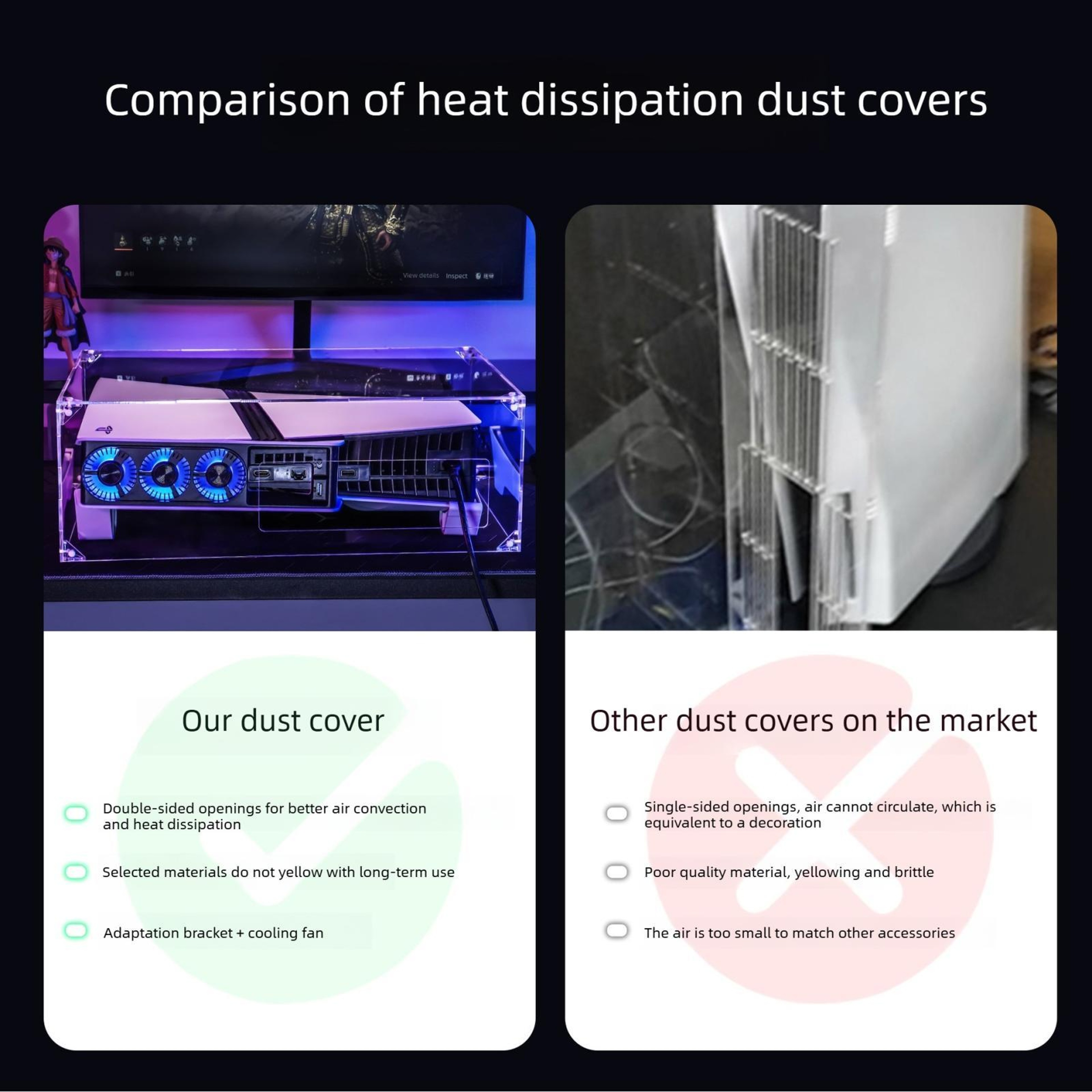 Clear Acrylic PS5 Dust Cover for PS5 Slim & Pro Horizontal Console Protection Case – view 5