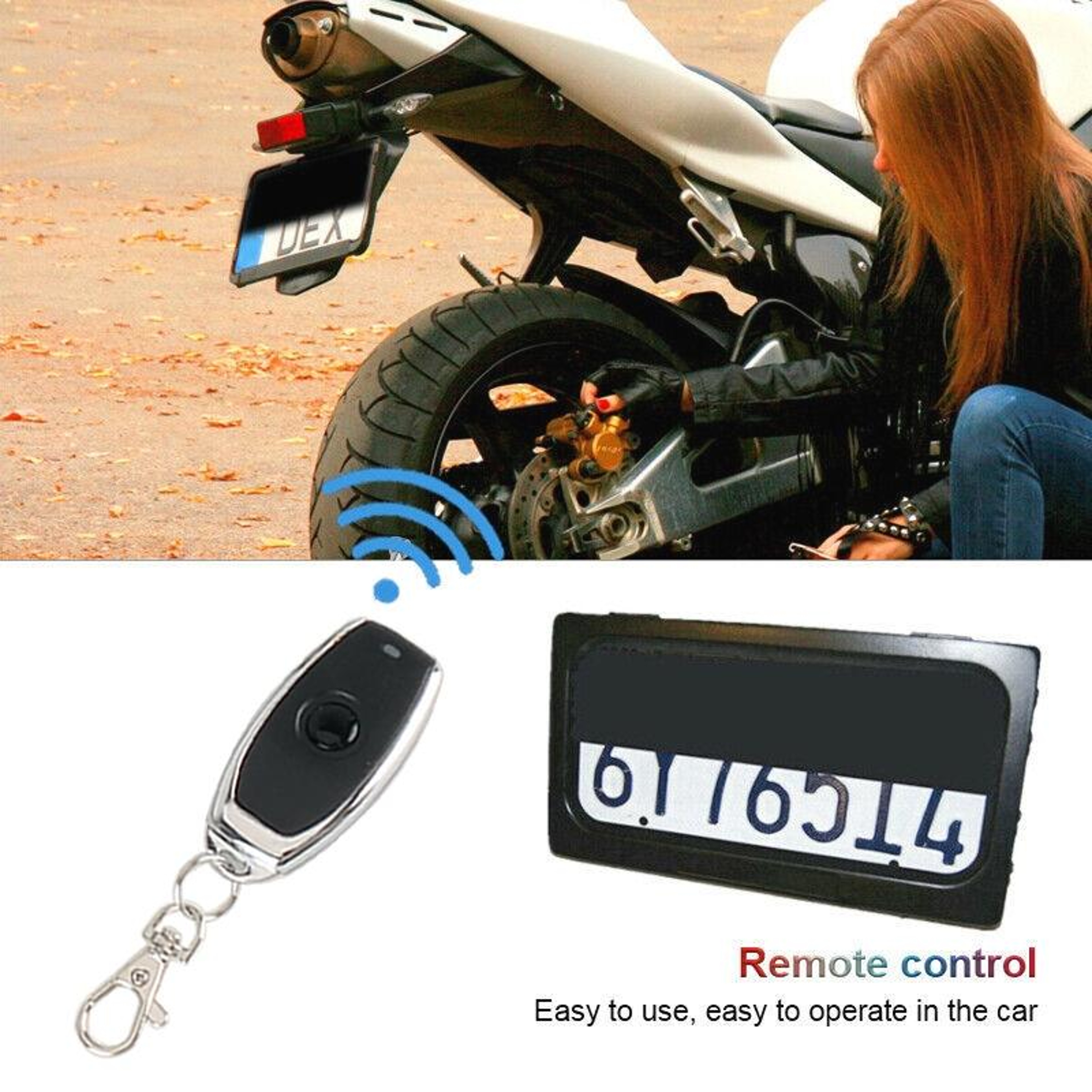 Remote Control Motorcycle License Plate Cover Hidden Plate Shutter Frame – view 7