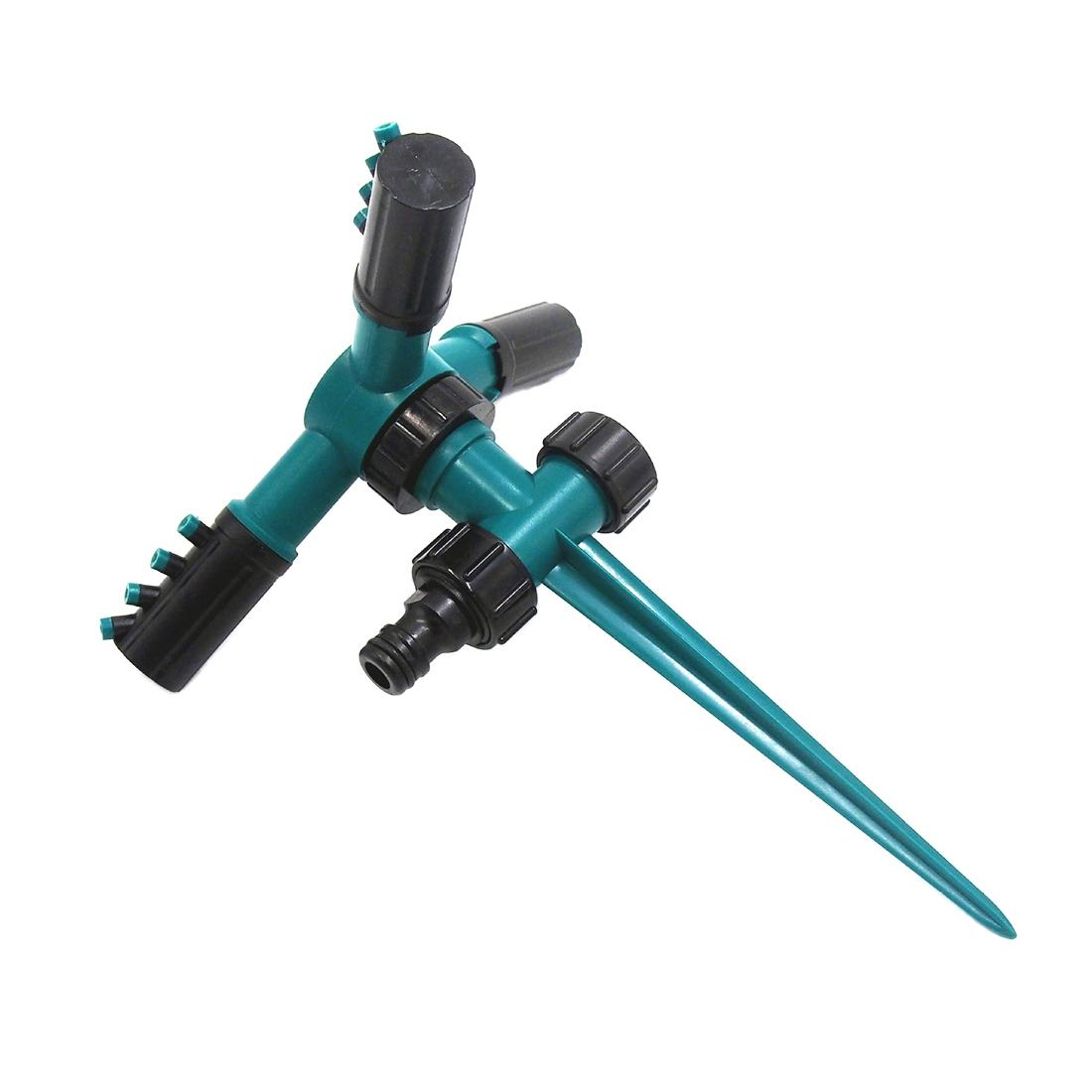 360 Rotating Garden Sprinkler With Adjustable Spray Arms  Spike Base Lawn Irrigation System 1