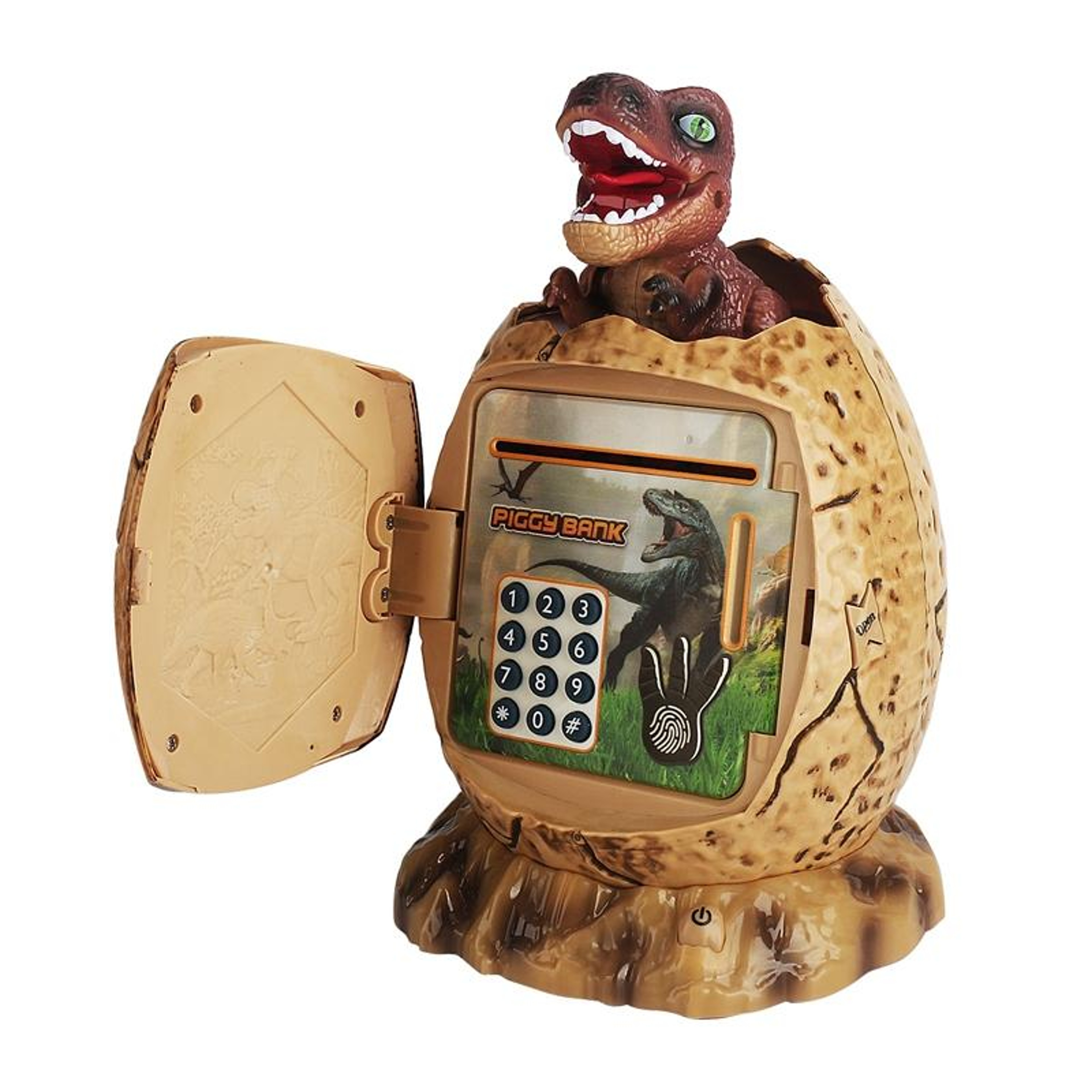 T Rex Dinosaur Piggy Bank for Kids with Fingerprint Password Lock and Auto Money Roll – view 9