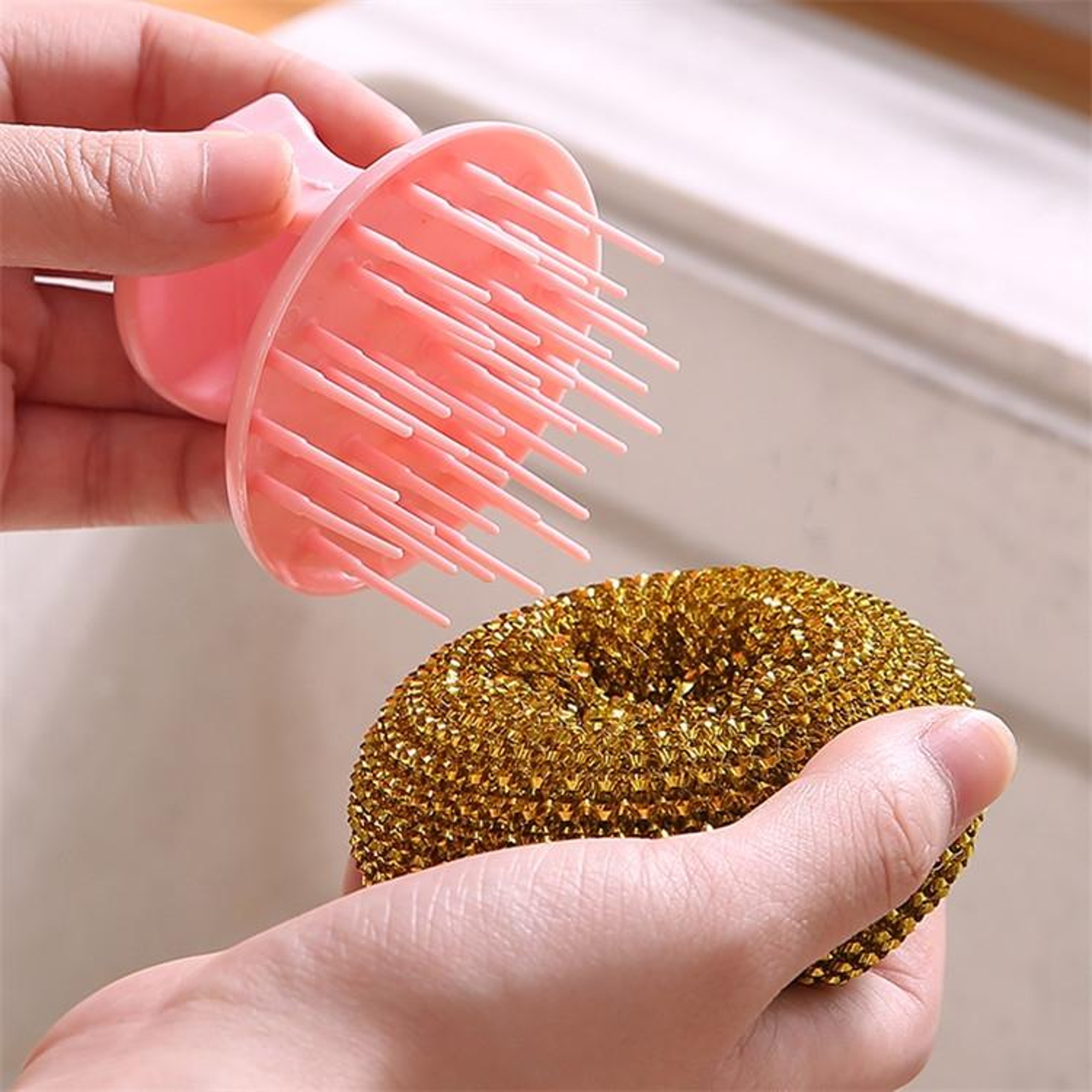 Removable Wire Ball Dish Brush with Handle Heavy Duty Kitchen Cleaning Brush for Pots & Pans – view 8