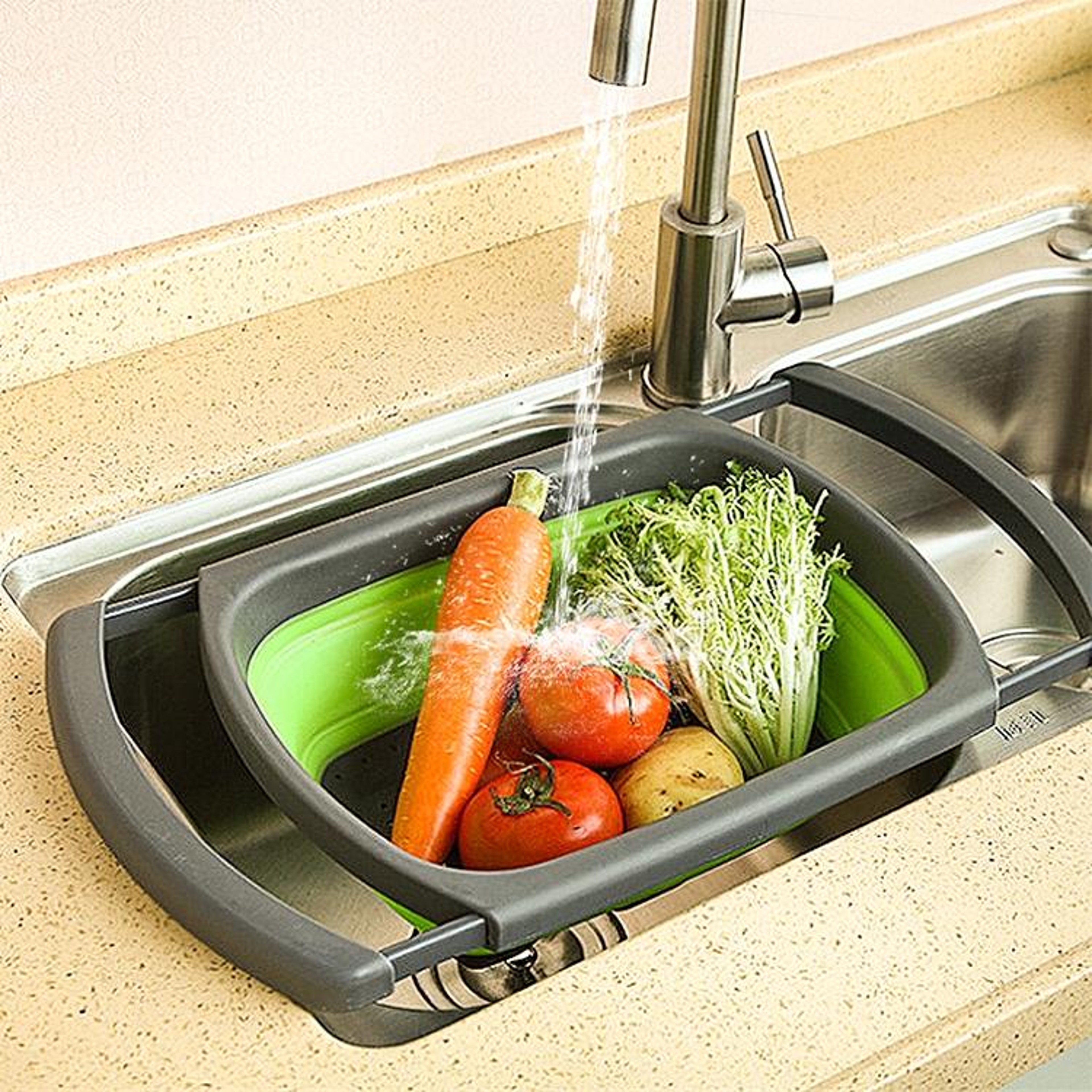 Retractable Sink Colander Basket For Kitchen Adjustable Vegetable Washing Strainer 0