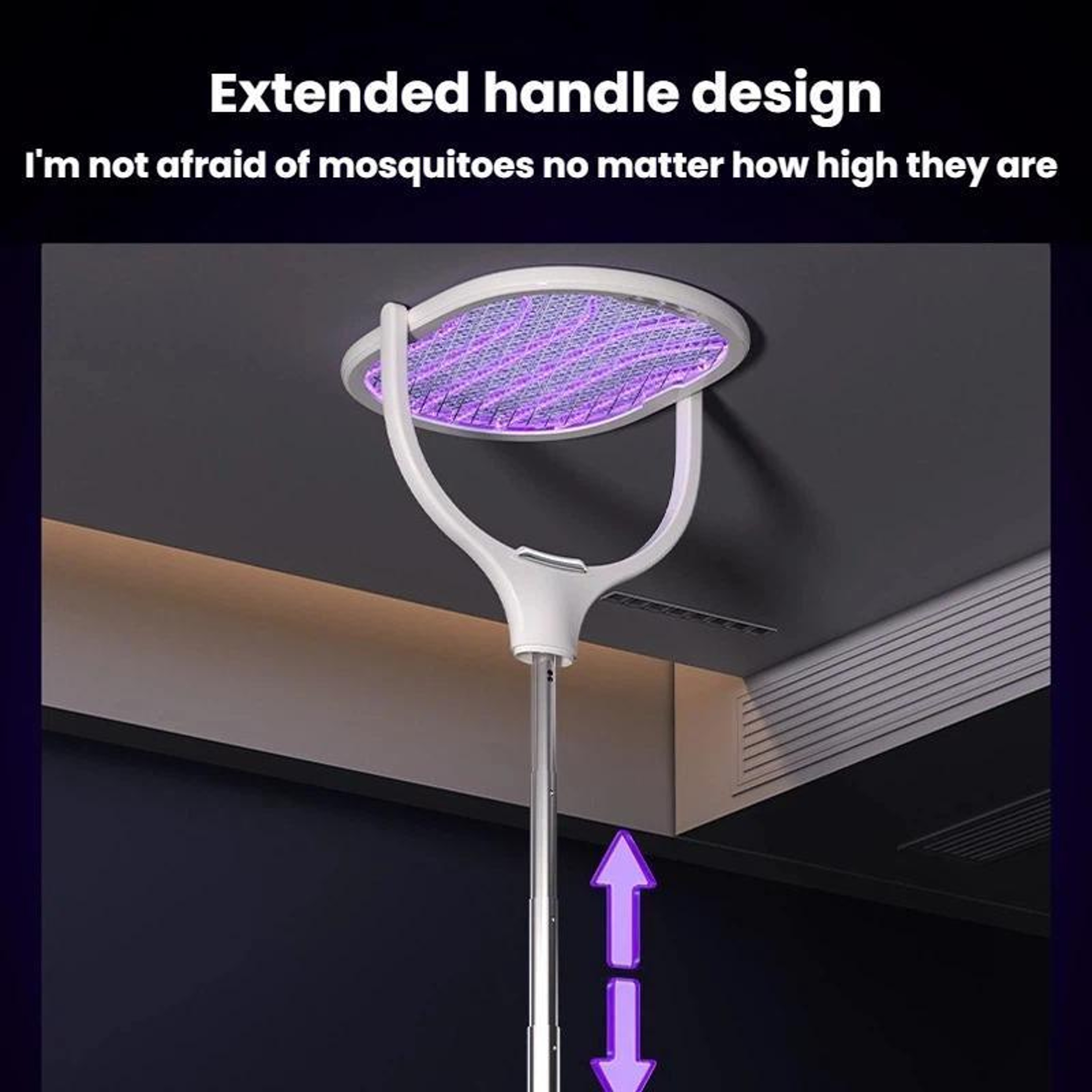Extendable Electric Mosquito Racket Lamp Rechargeable Stand Zapper 9