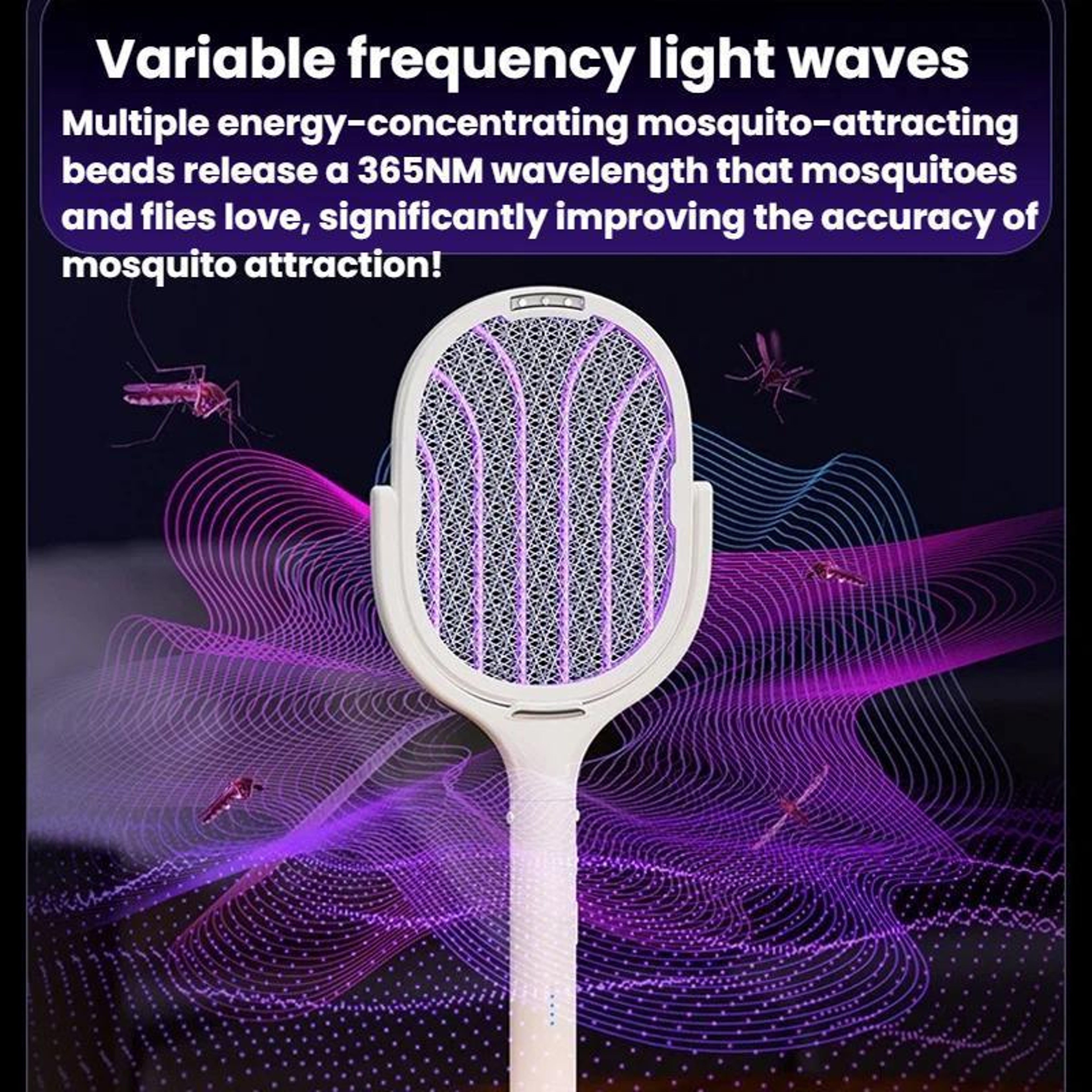 Extendable Electric Mosquito Racket Lamp Rechargeable Stand Zapper 7
