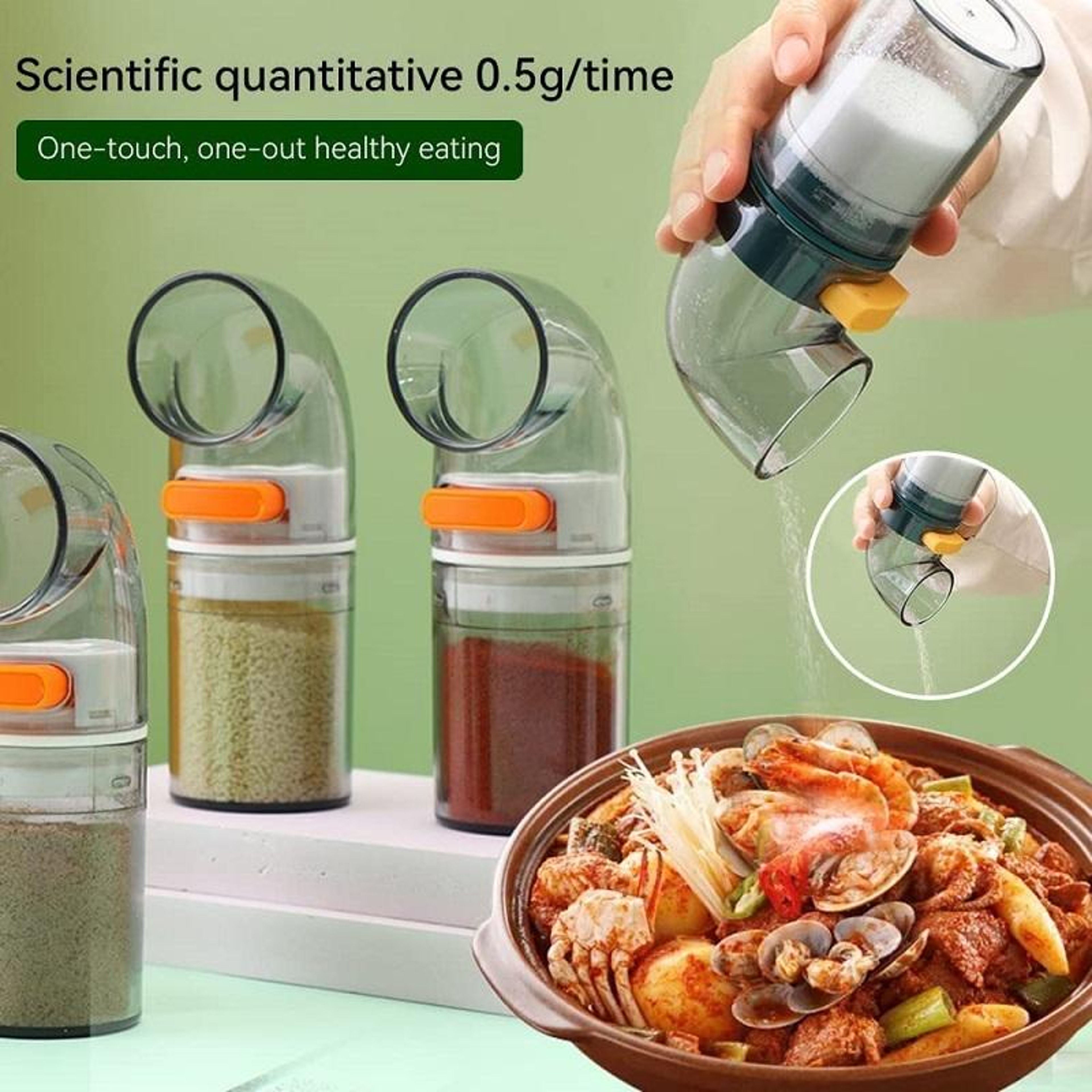 Blue Press Type Salt Control Dispenser Bottle For Kitchen Seasoning 5
