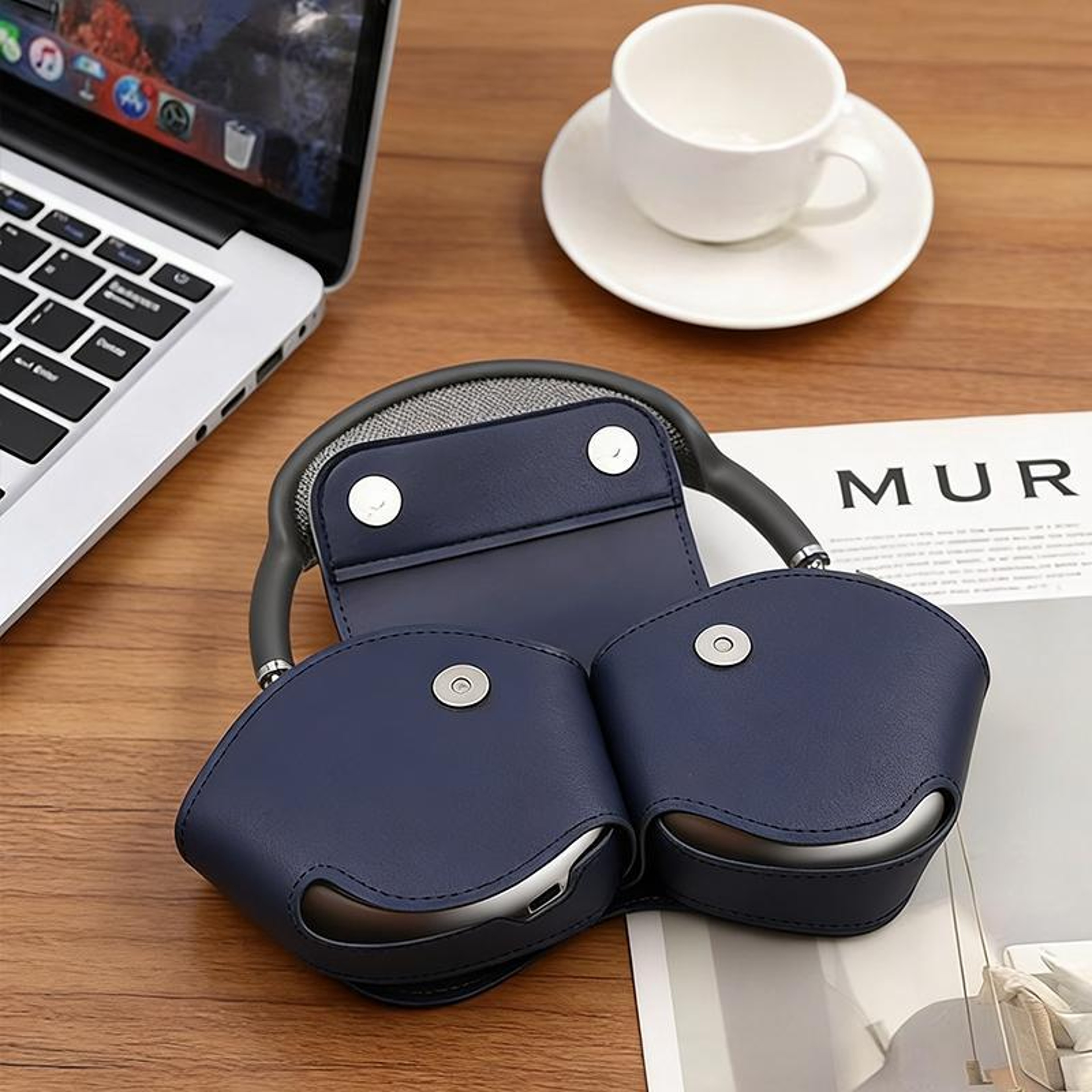 Magnetic Vegan Leather AirPods Max Case Protective Cover 3