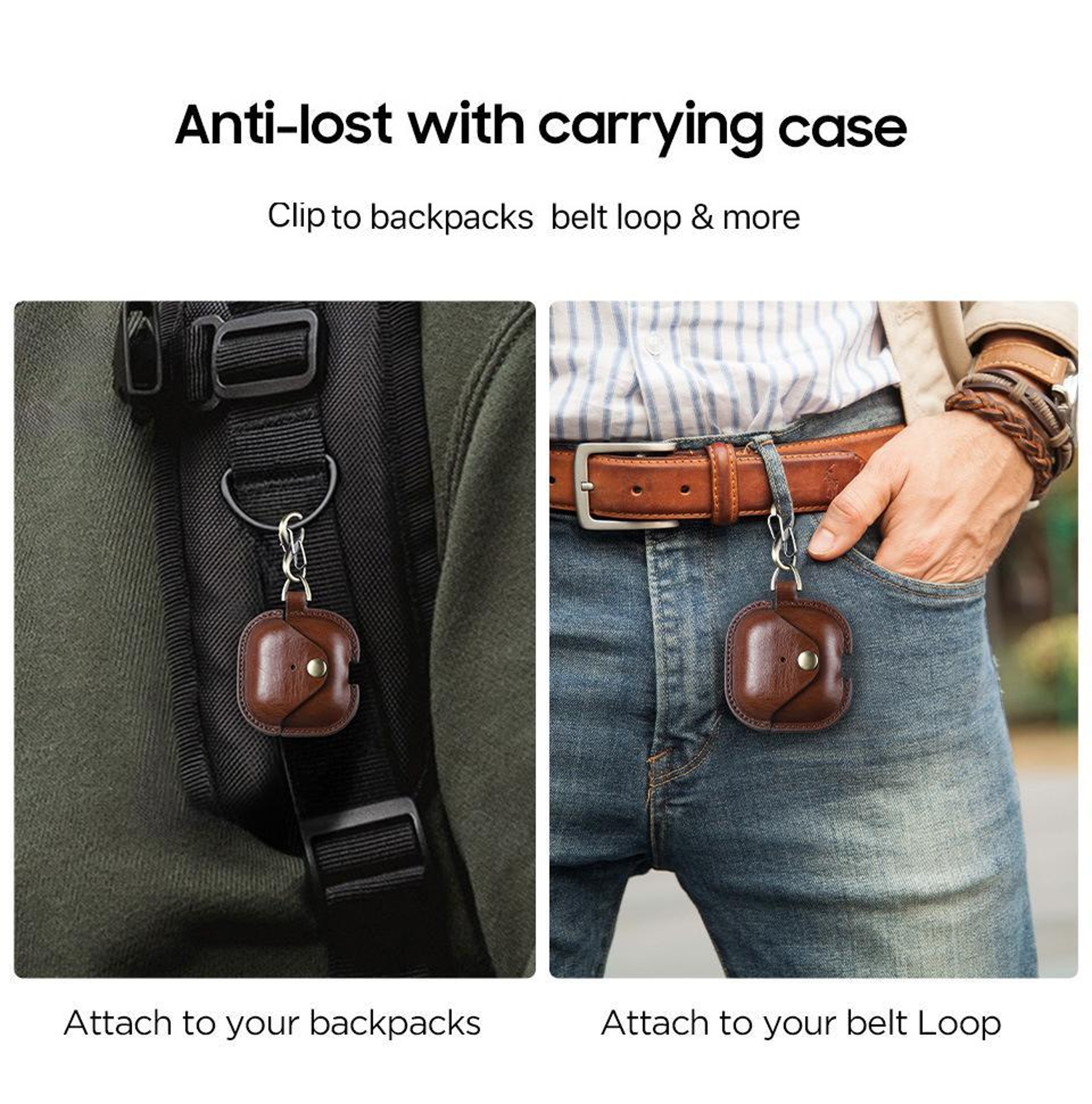 CONTACTS FAMILY AirPods Leather Case With Snap Closure And Drop Protection 3