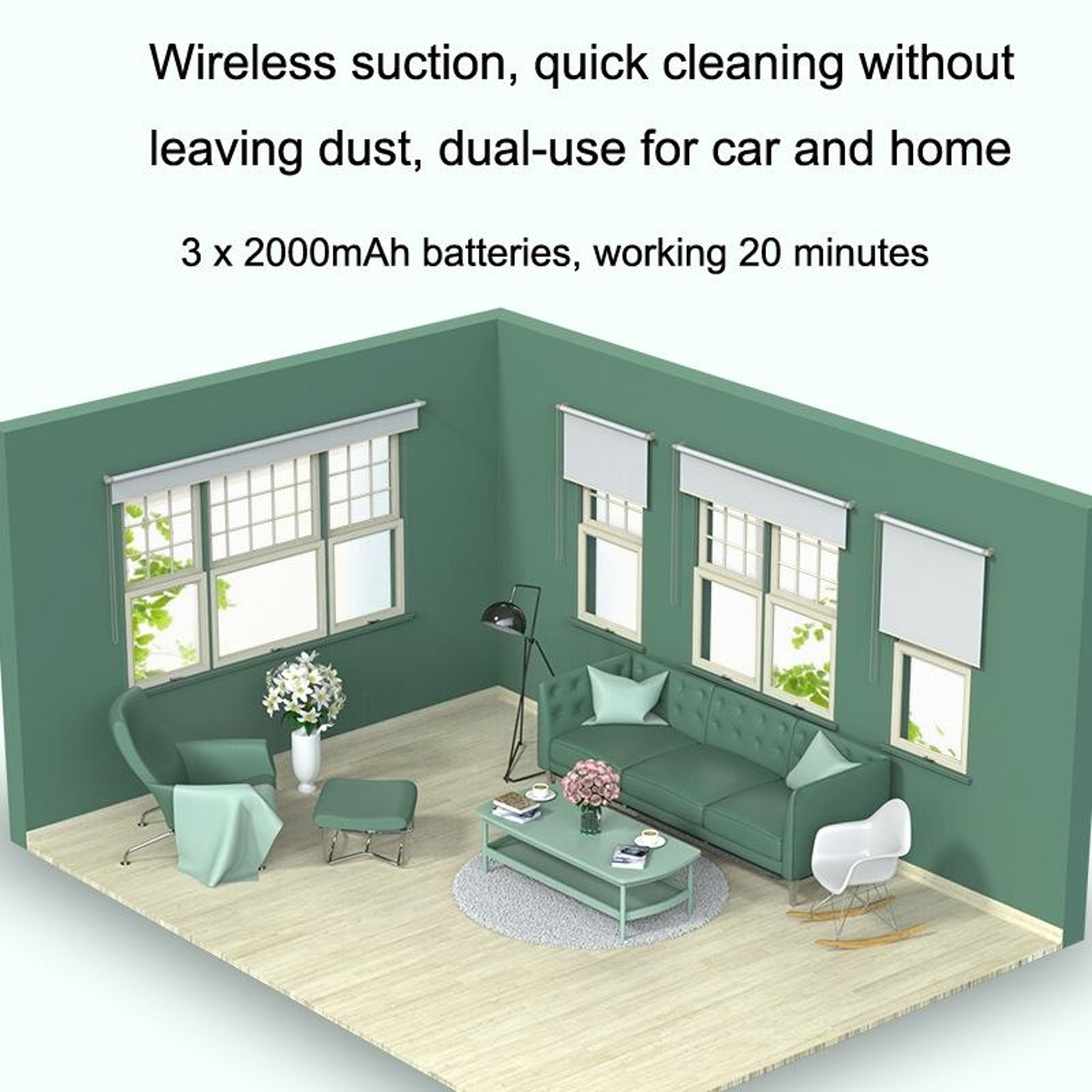 Portable Wireless Handheld Vacuum Cleaner High Power 6000Pa Car  Home Cleaner 4