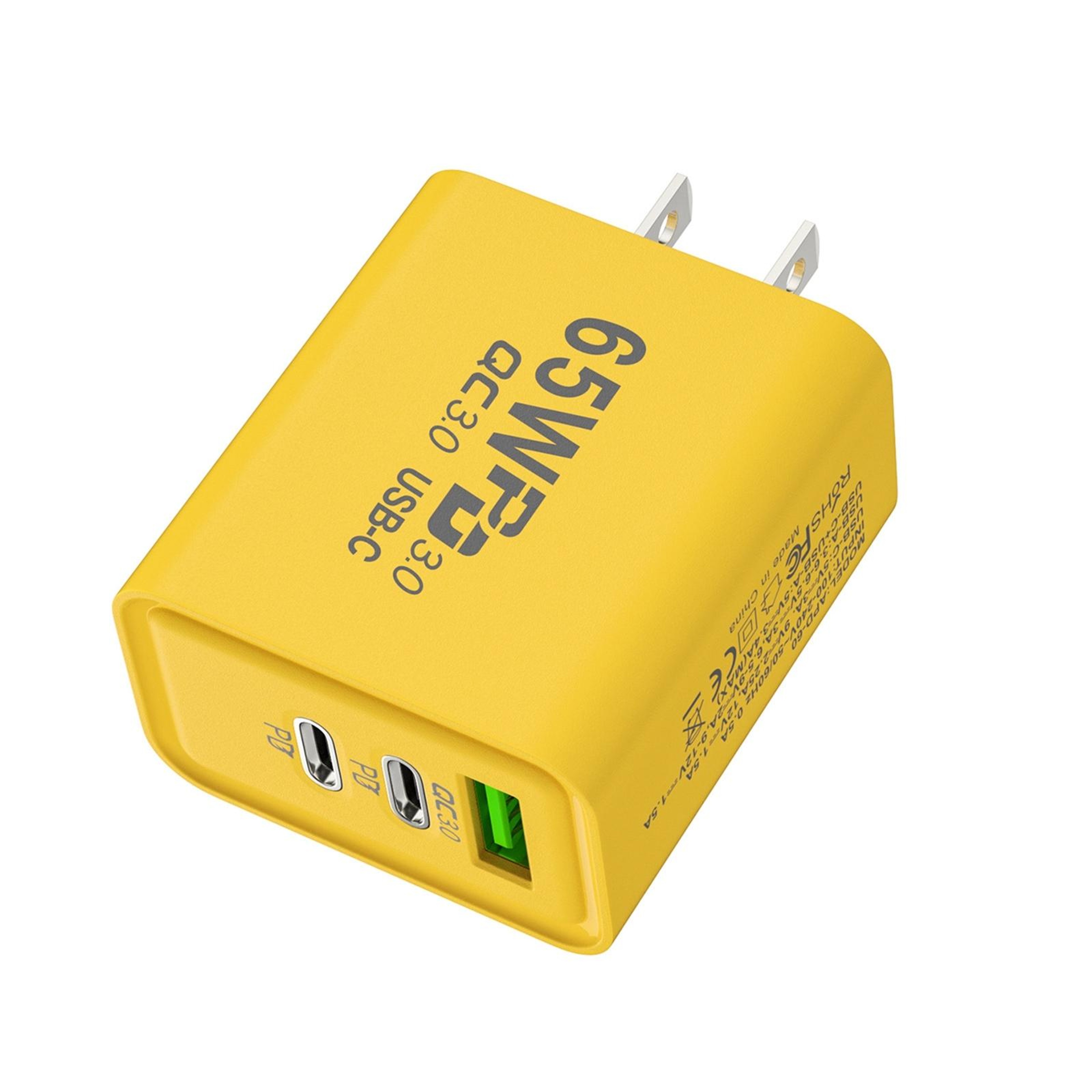 GaN Charger USB C Fast Charging Adapter Dual Port PD QC Wall Charger 3