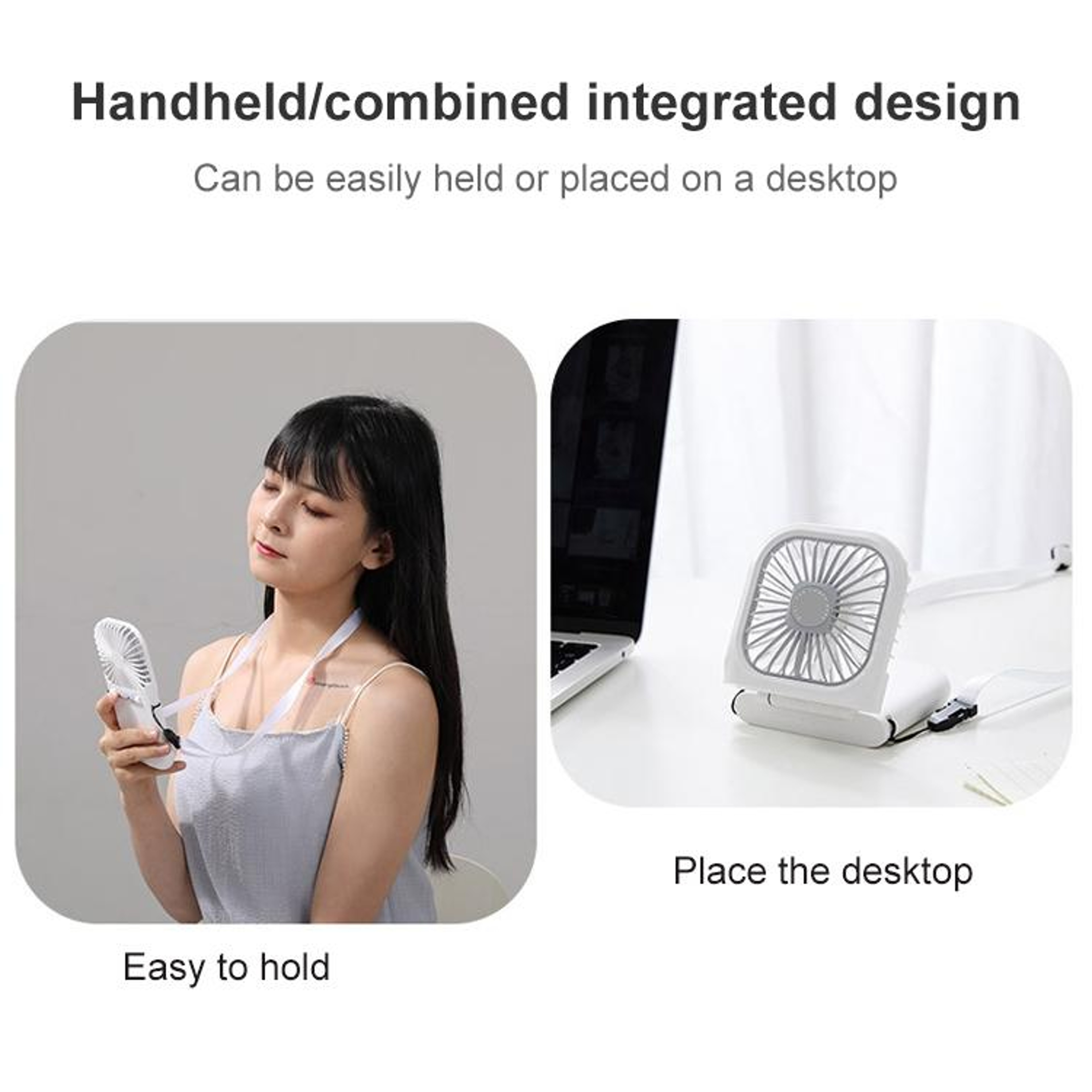 3in1 Portable Neck Fan With Power Bank Quiet USB Rechargeable Foldable Cooling Fan 7