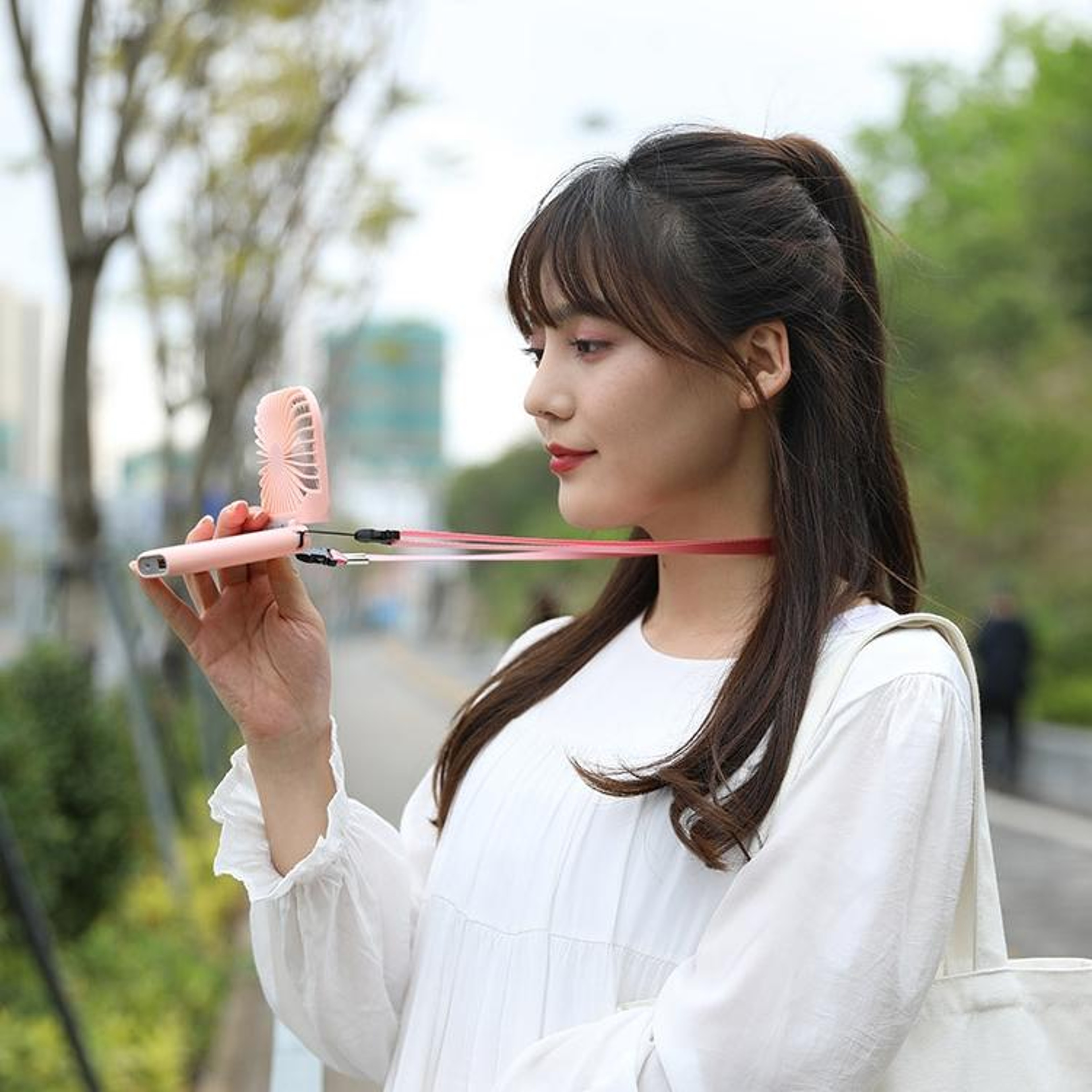 3in1 Portable Neck Fan With Power Bank Quiet USB Rechargeable Foldable Cooling Fan 4