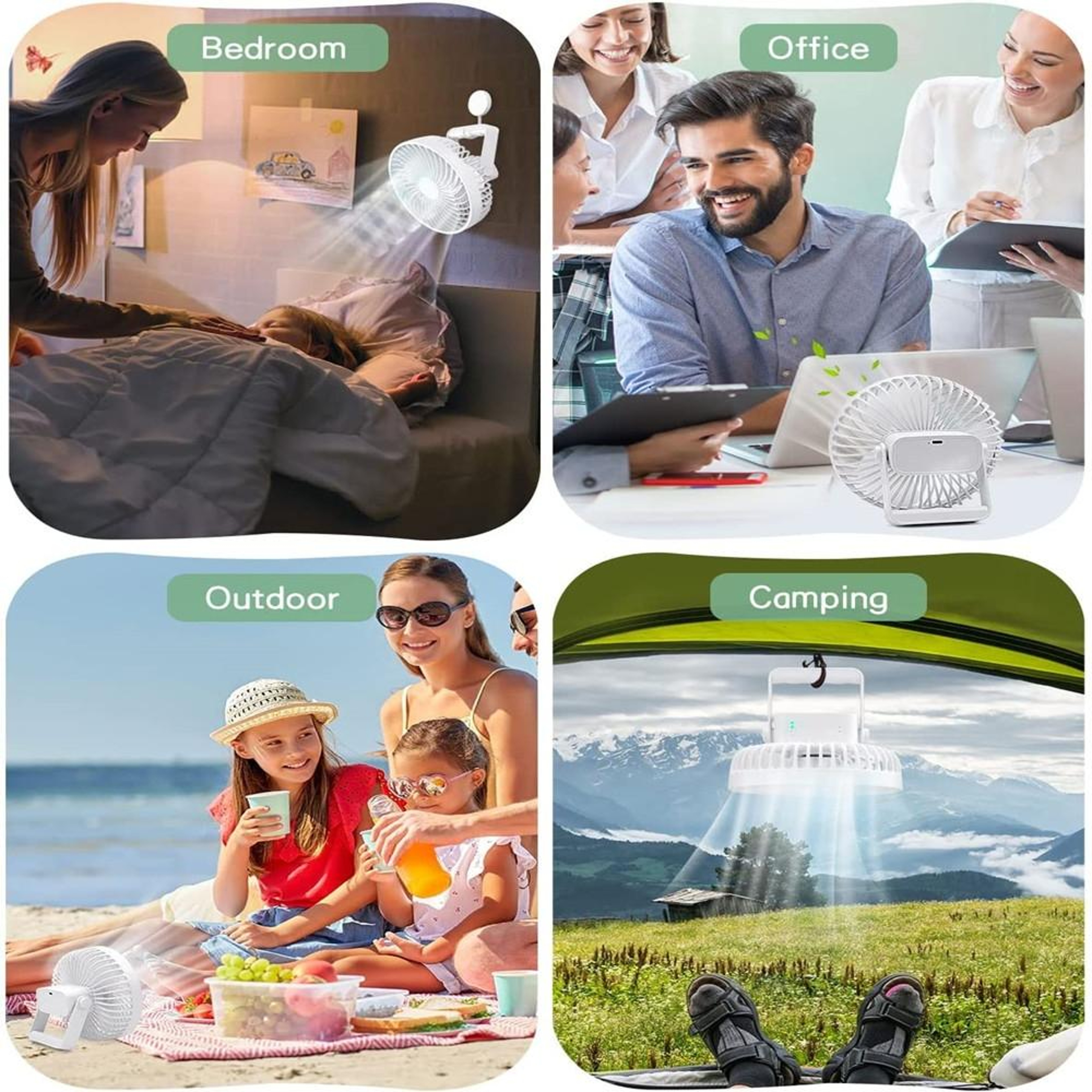 Rechargeable Camping Fan With LED Light Portable Outdoor Tent Fan For Travel And Emergency Use 6