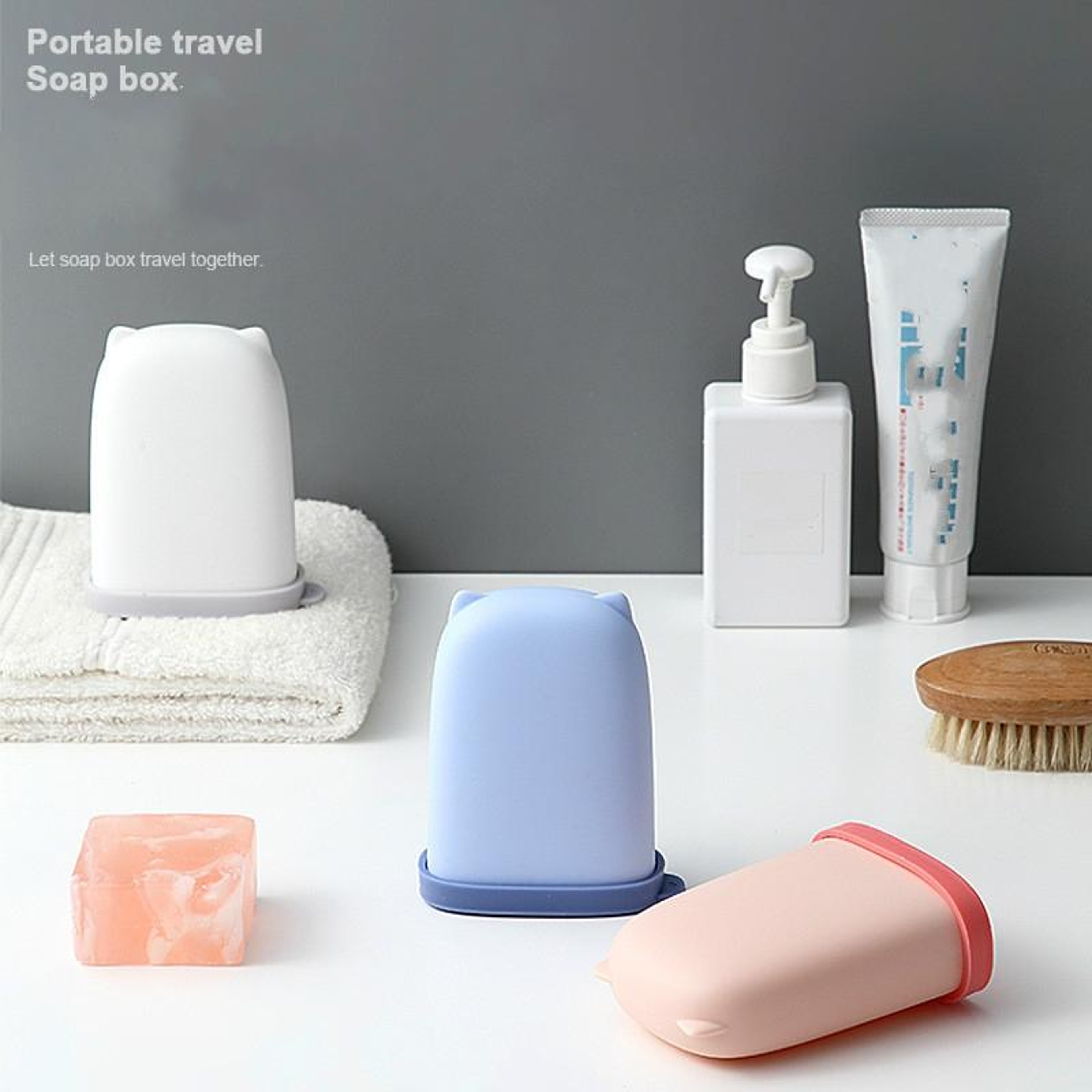 Portable Leak Proof Soap Box Travel Case With Drain Silicone Holder 1