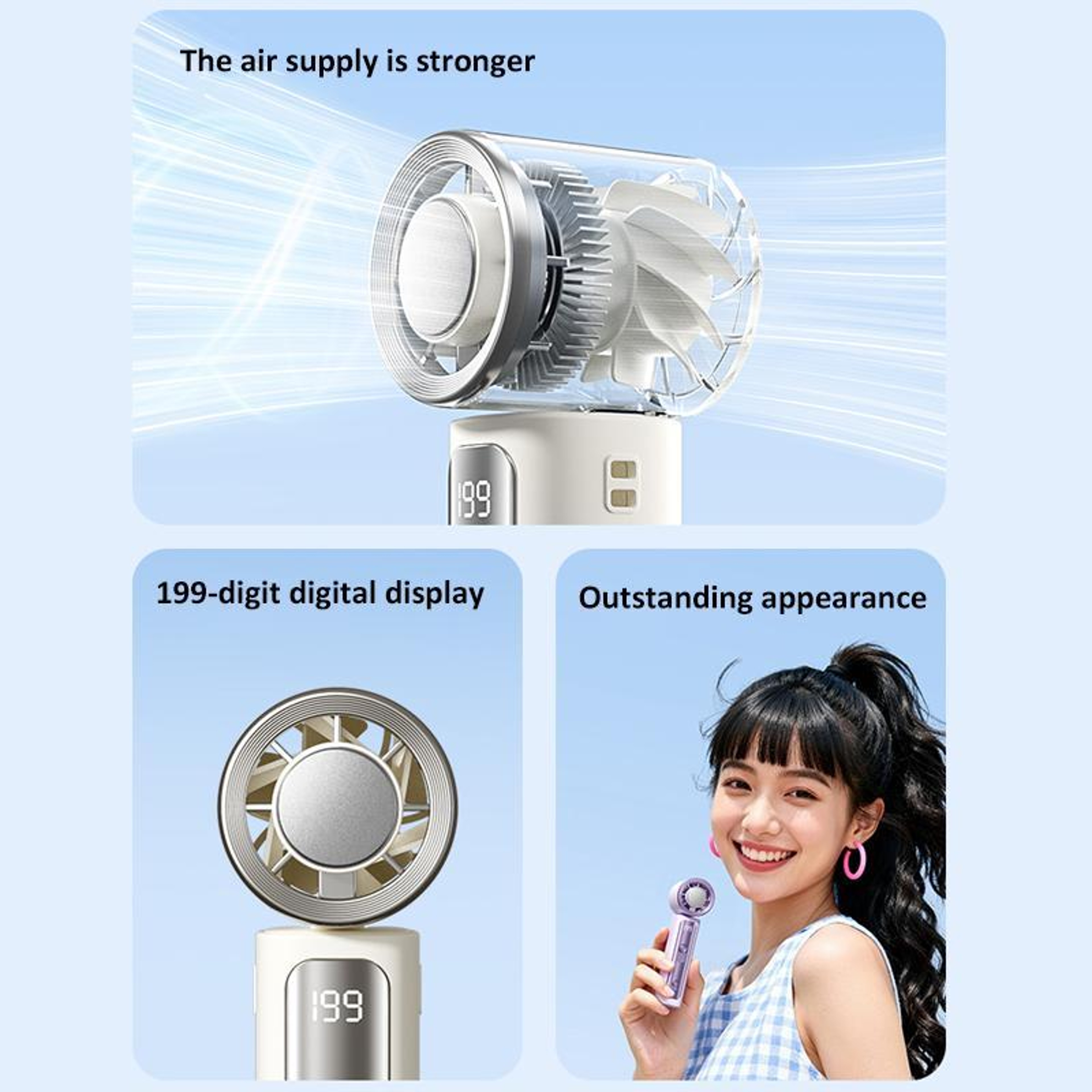 Portable Cooling Fan Mini Handheld Fan Rechargeable Personal Cooling Device With Digital Display 13