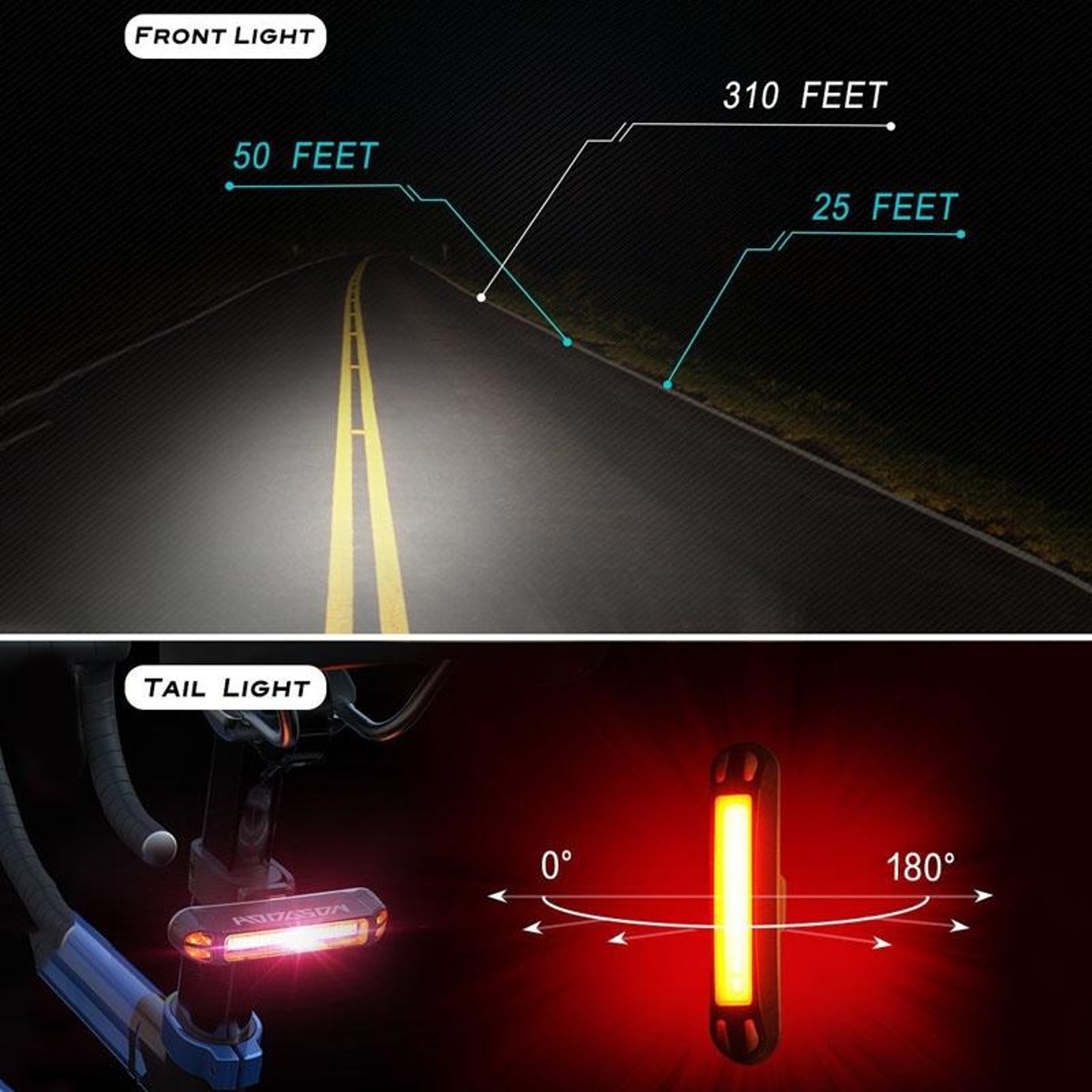 USB Rechargeable Bike Light Waterproof Mountain Bike Safety Warning Light 2