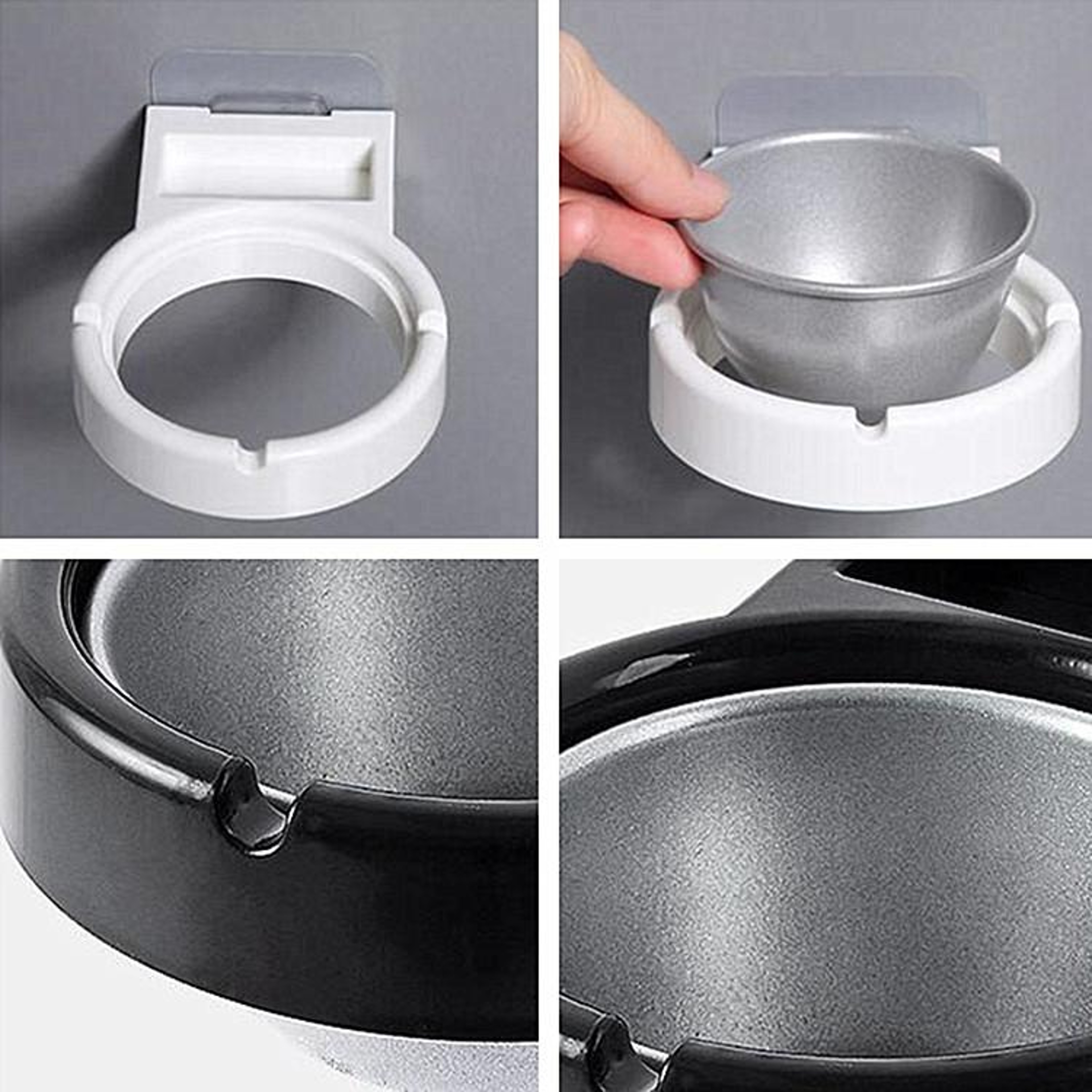 Wall Mounted Ashtray With Lid For Bathroom No Drill Smokeless Cigarette Holder 5