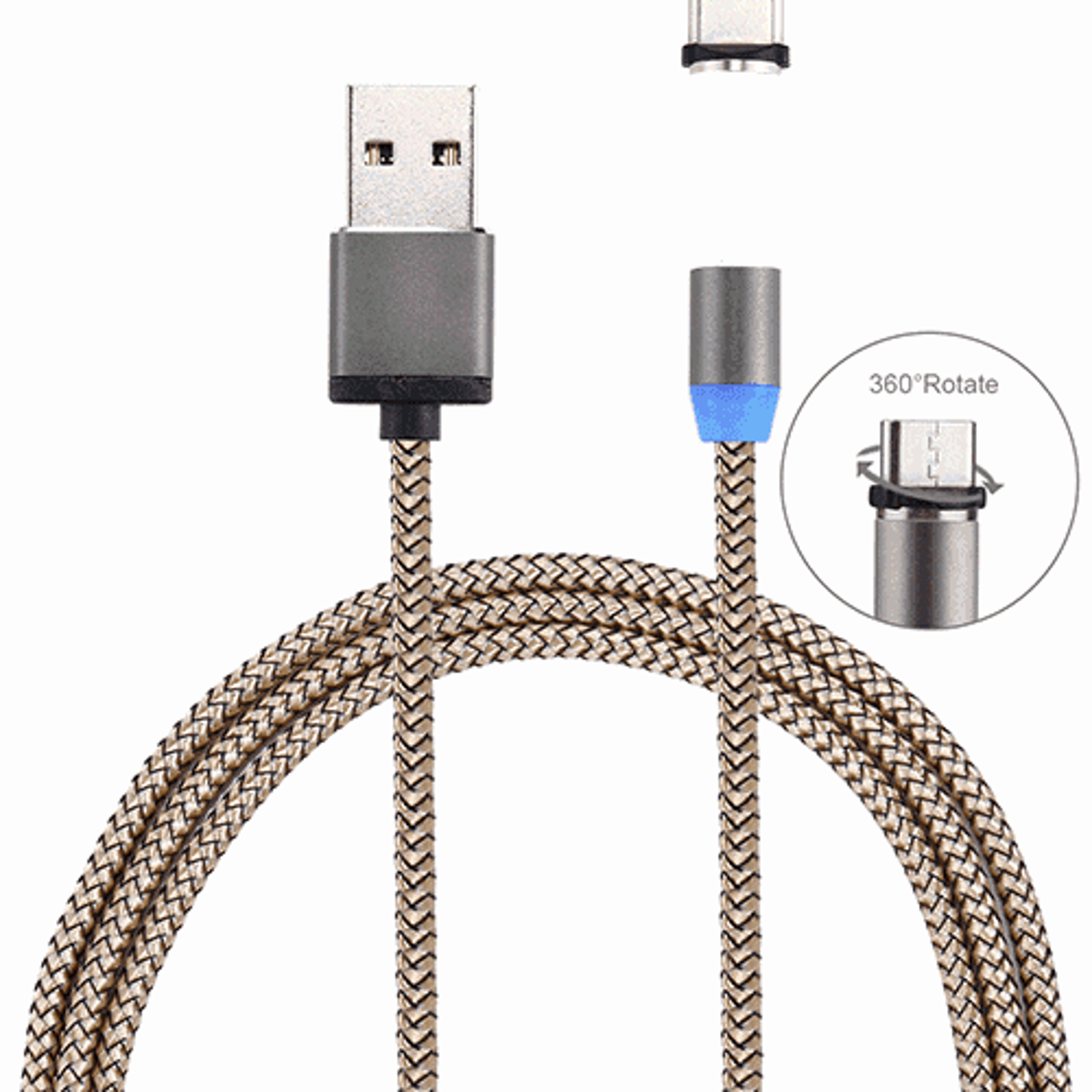 360 Degree Magnetic USB C Cable With LED Indicator Fast Charging Type C Charger 7