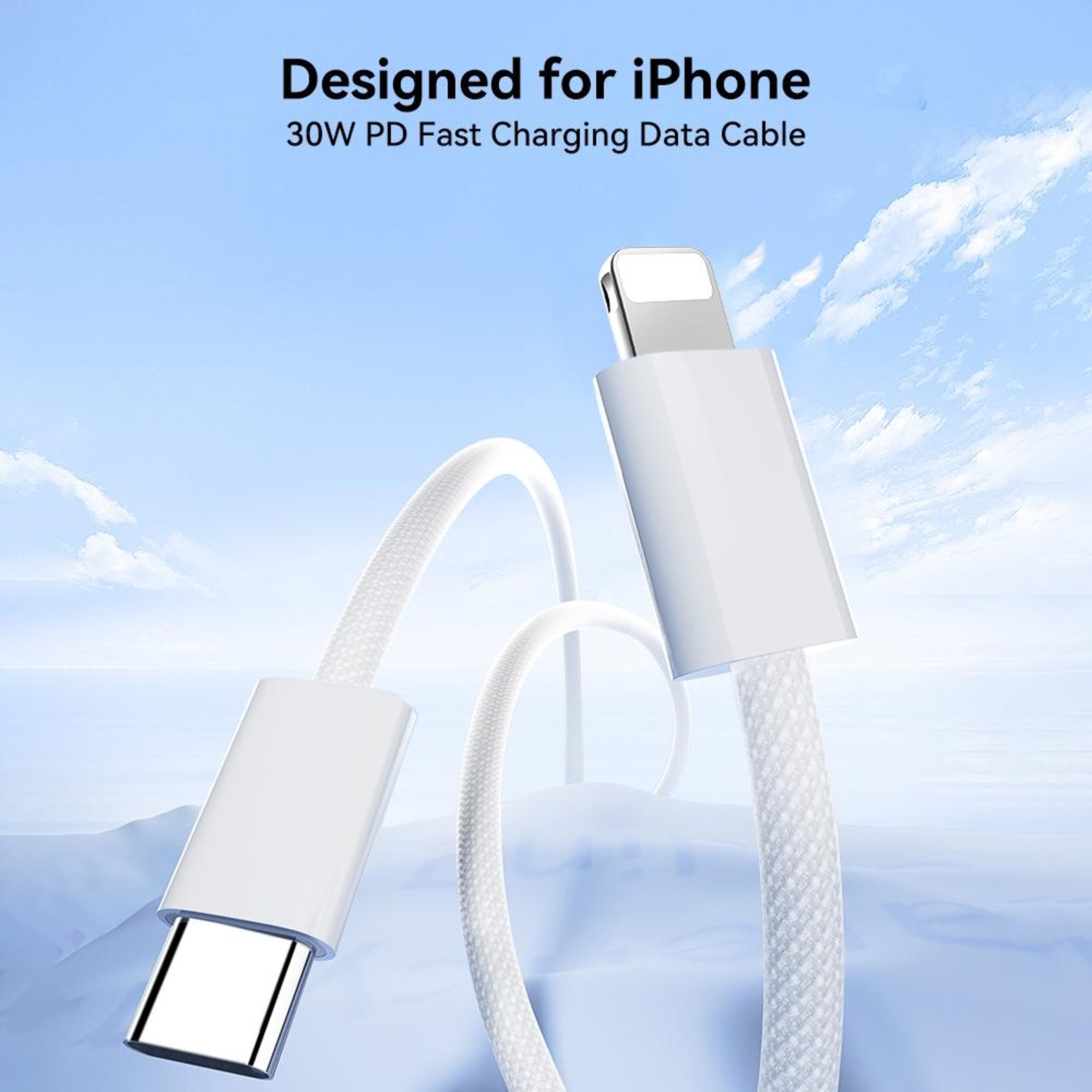 30W Fast Charging USB C To Lightning Cable Braided Durable Type C To 8 Pin Data Cable 1