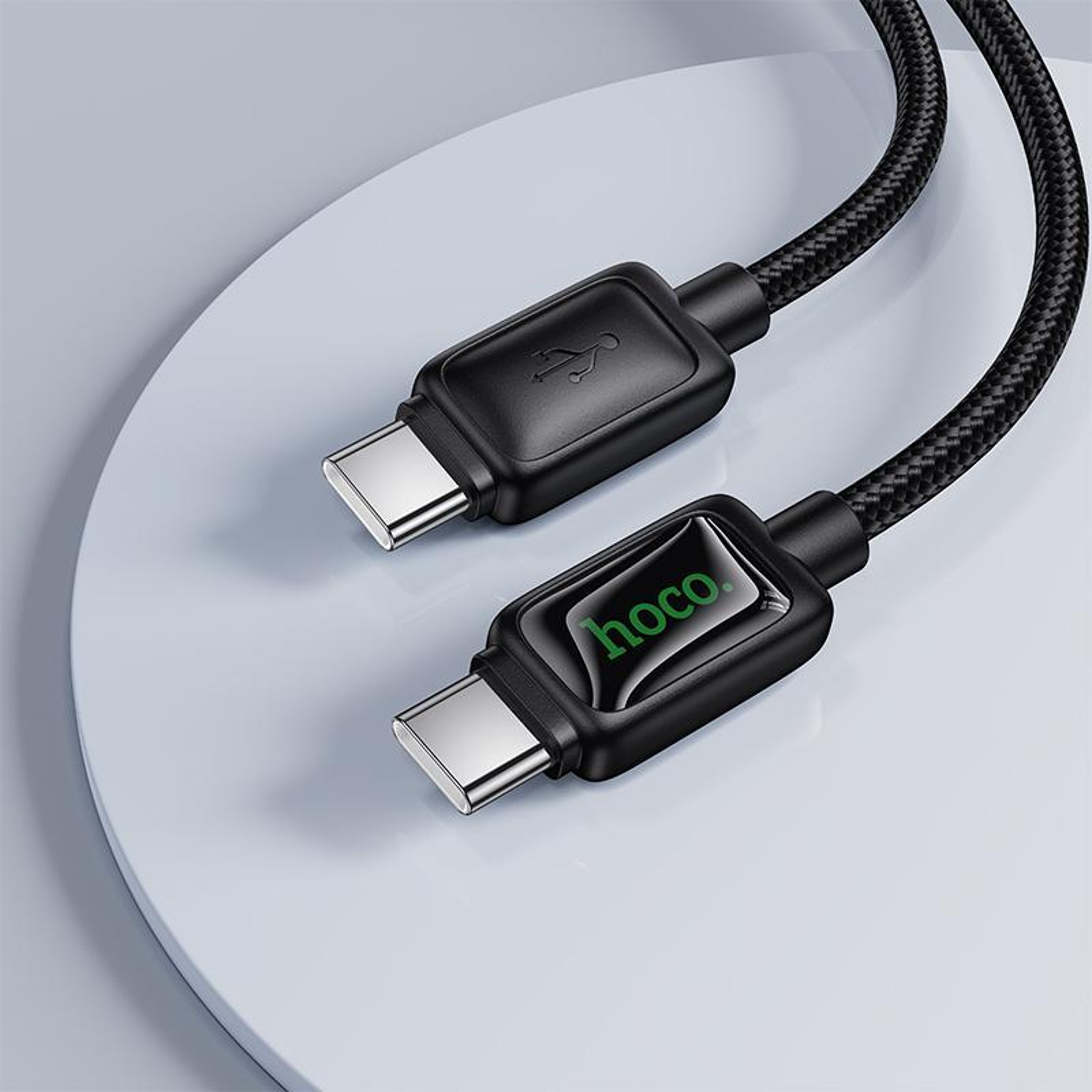 60W USB C Fast Charging Cable With LED Durable Nylon 2