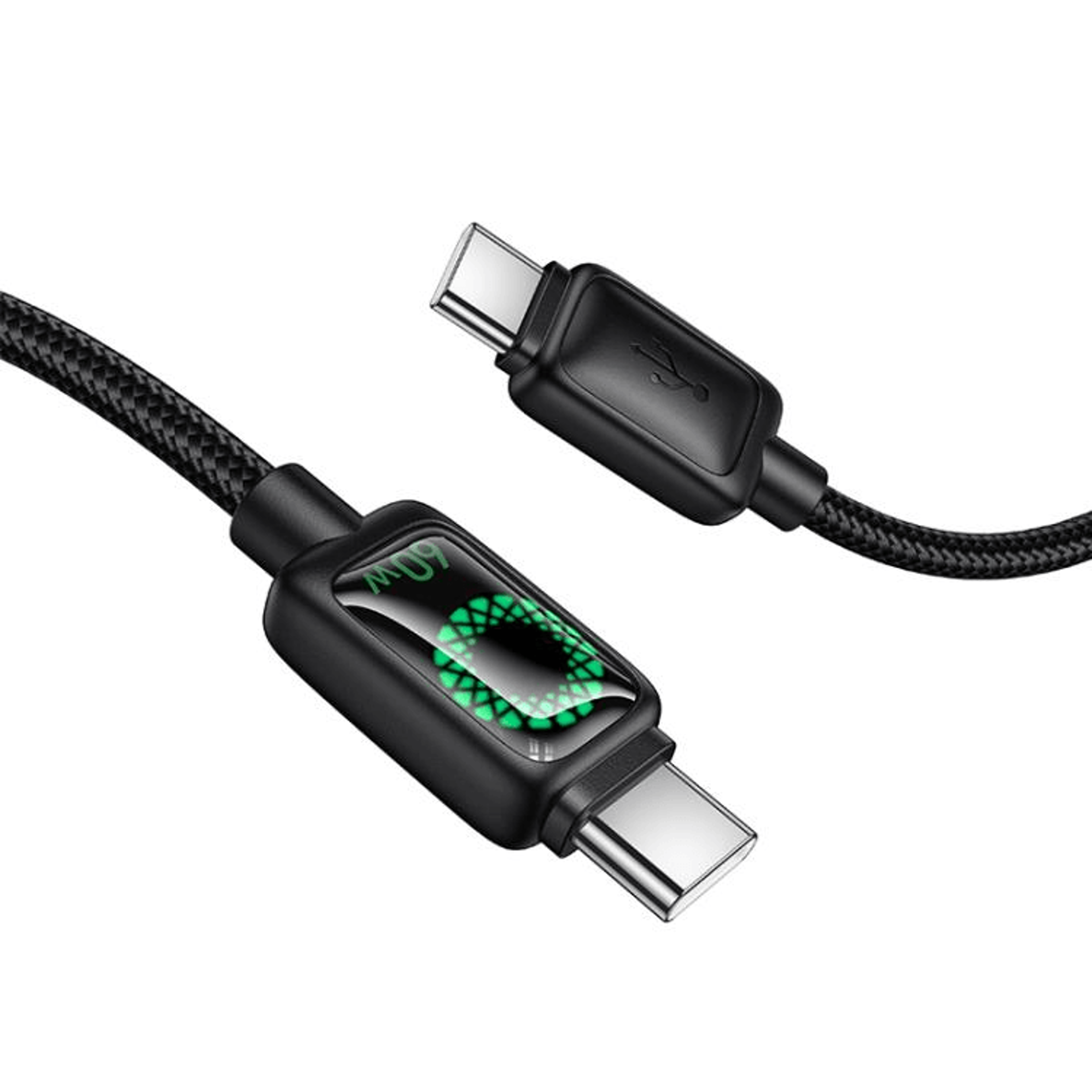 60W USB C Fast Charging Cable With LED Durable Nylon 5