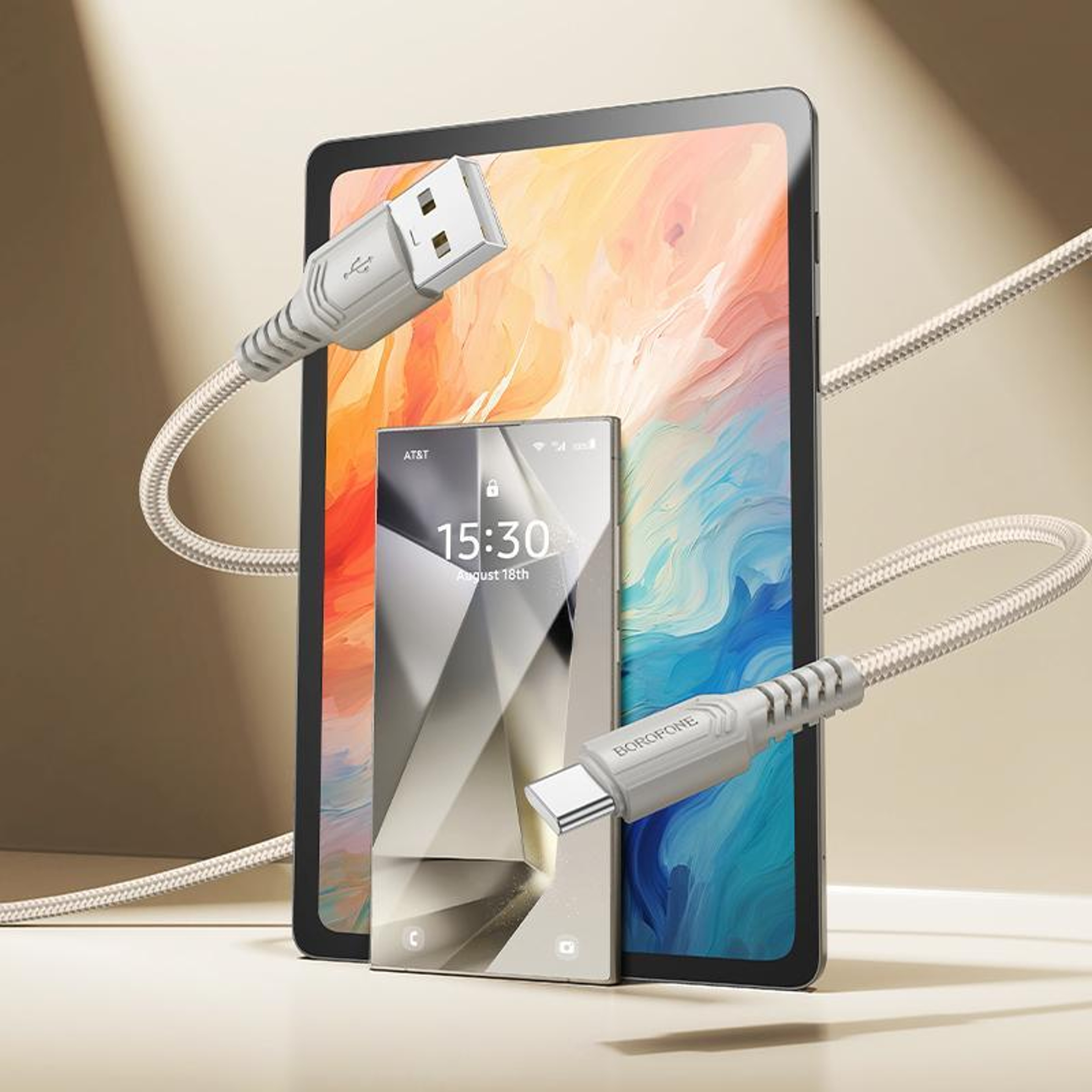 Fast Charge 3A USB C Charging Cable 1M Nylon Braided Durable Type C Data Cable 4