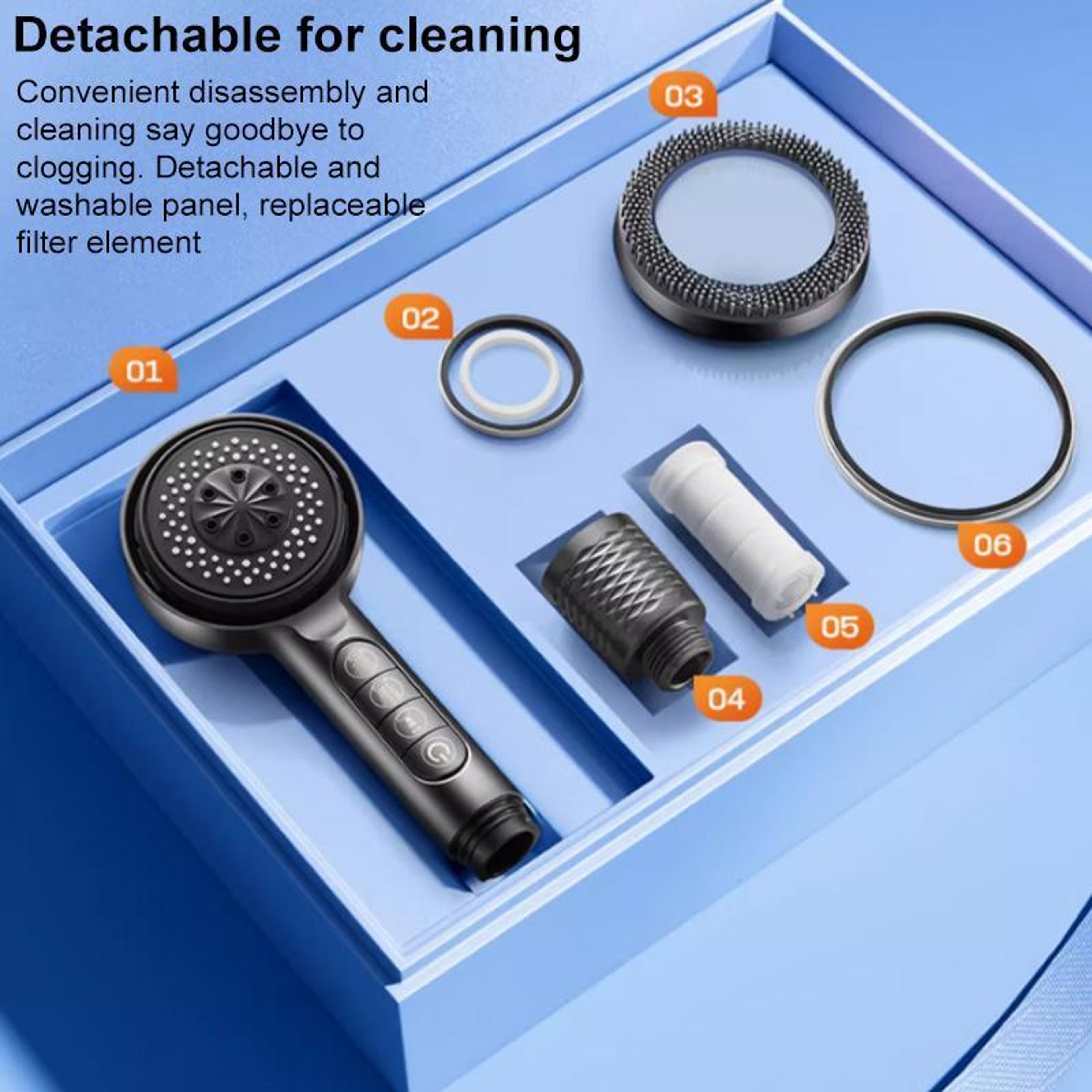 Filtered Shower Head High Pressure Handheld with One-Touch Stop – view 8