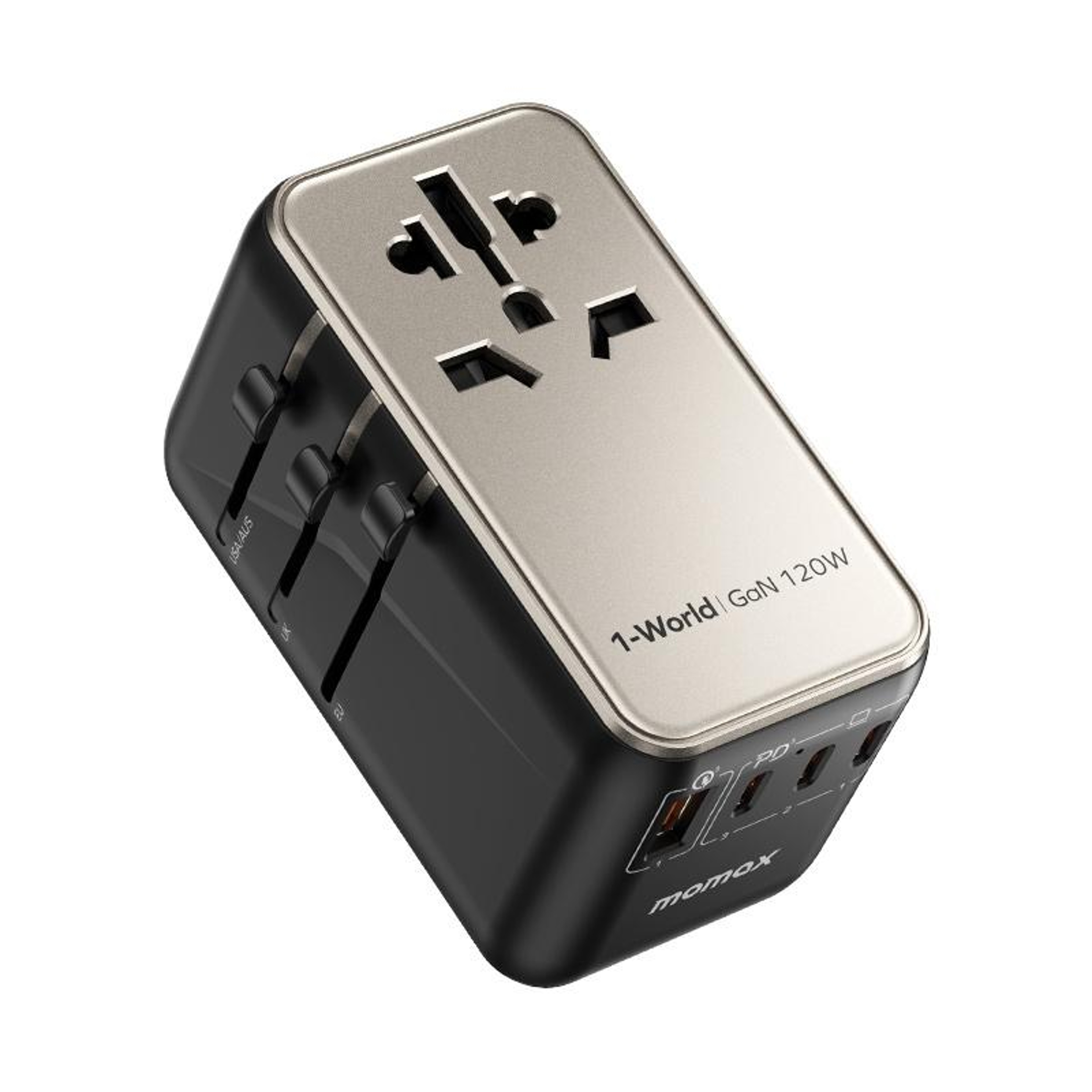 120W GaN travel adapter with global plug and multi USB fast charging – view 1