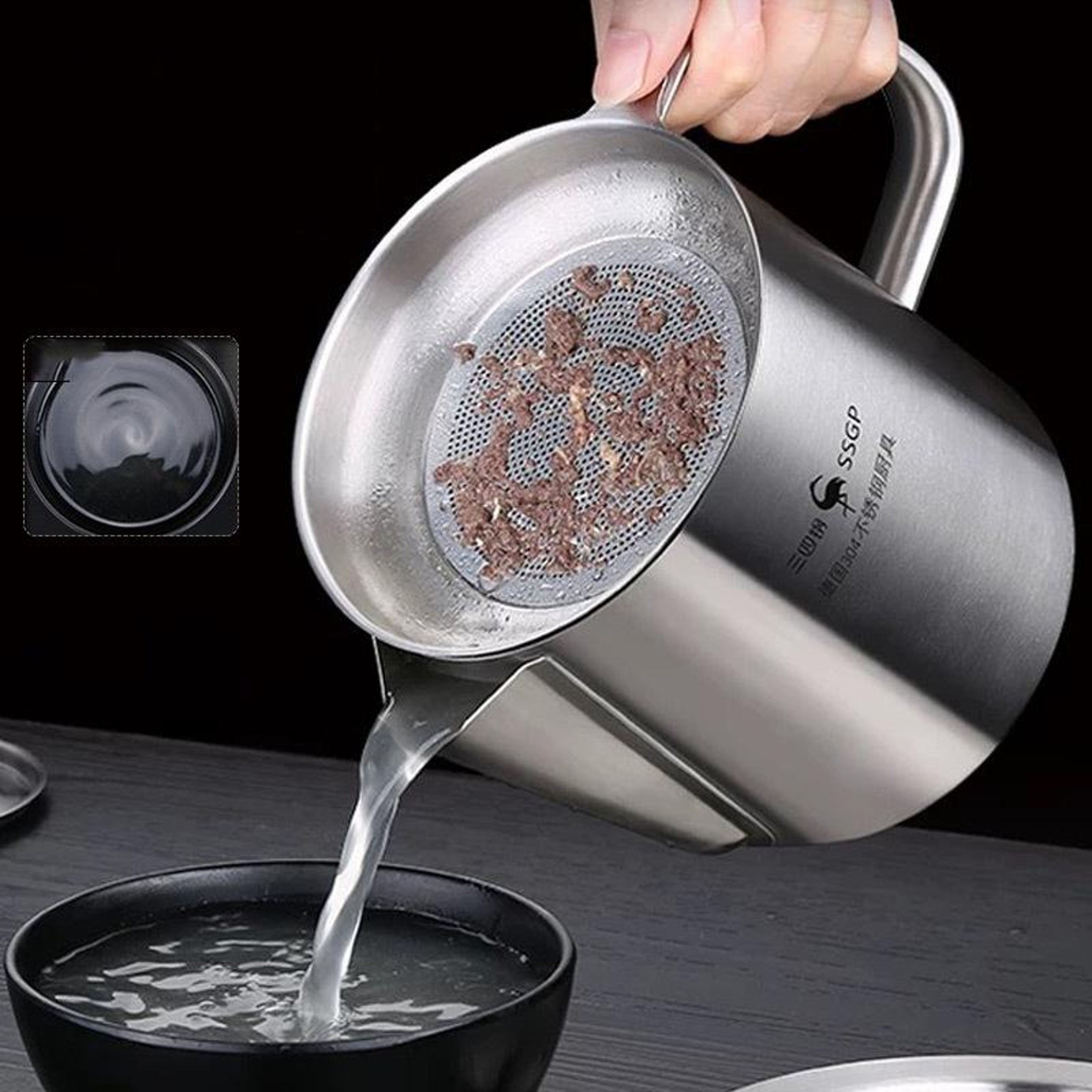 Stainless Steel Oil Filter Pot, Grease Separator & Oil Strainer Storage Container – view 1