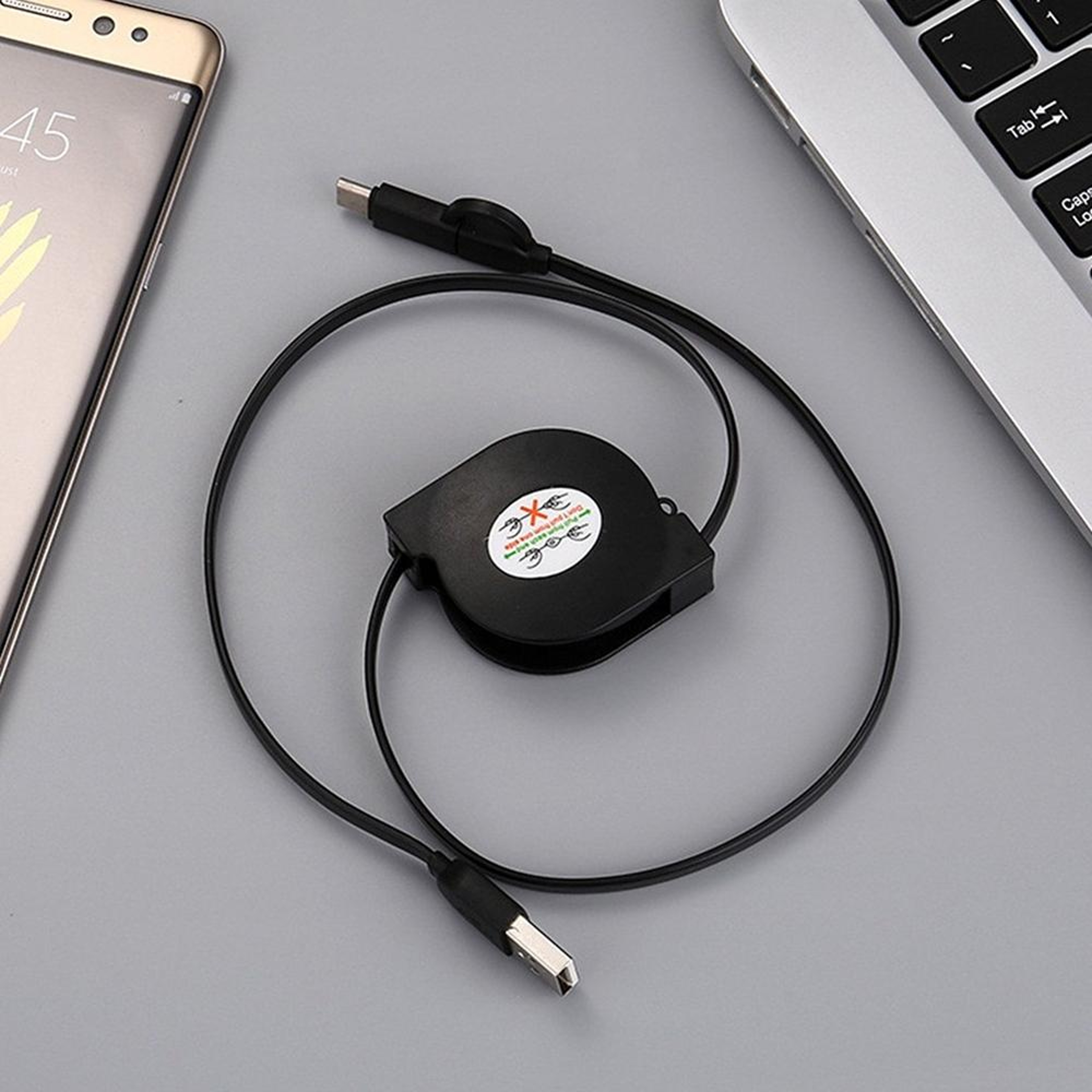 Retractable 2 In 1 USB Cable 1m Fast Charging Micro USB To Type C Cable 7