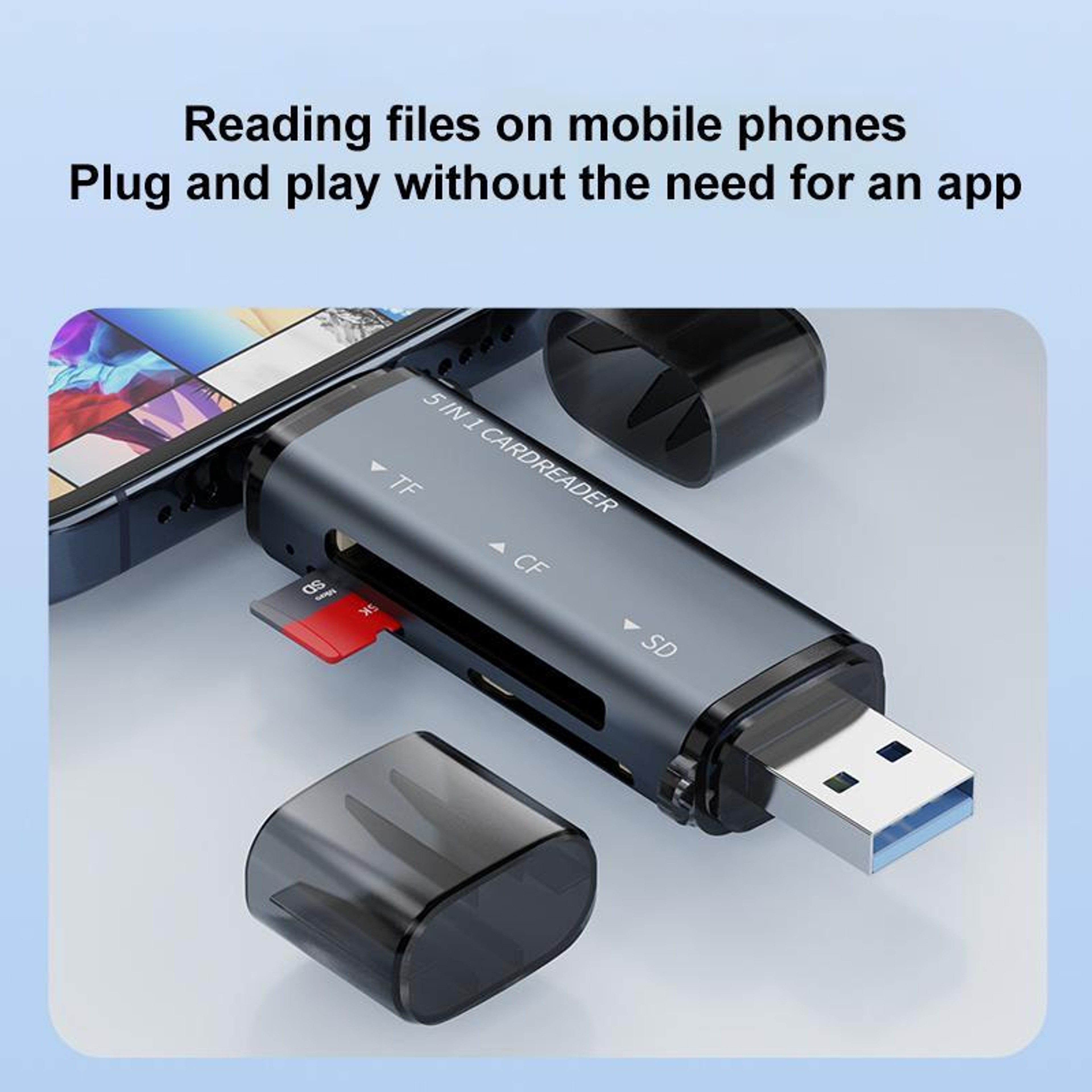 USB C 5 In 1 Card Reader Fast Multi Memory Adapter For Phone Tablet Laptop 3