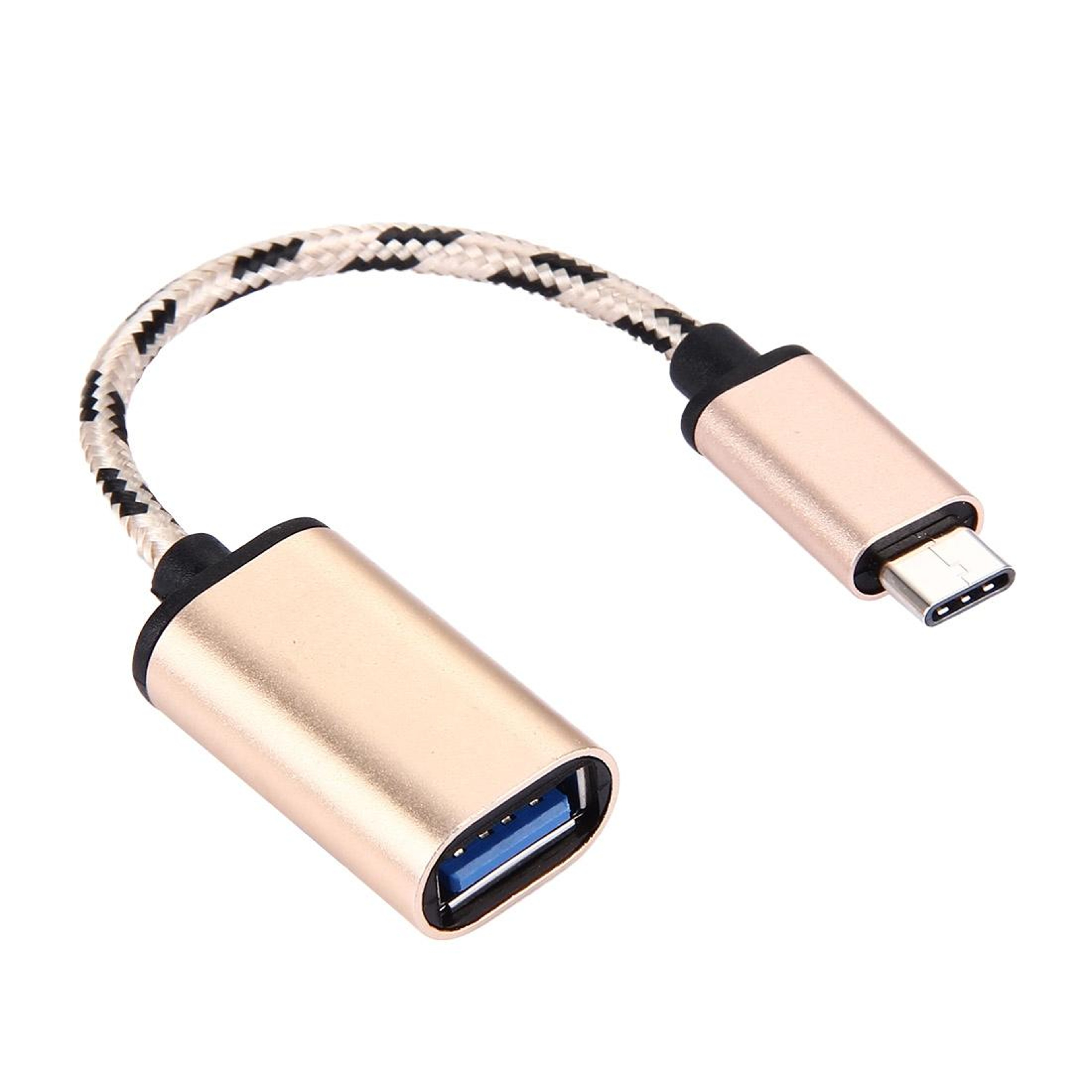 Compact USB C To USB Adapter Cable 15cm Woven Durable Type C Male To USB Female Converter 3