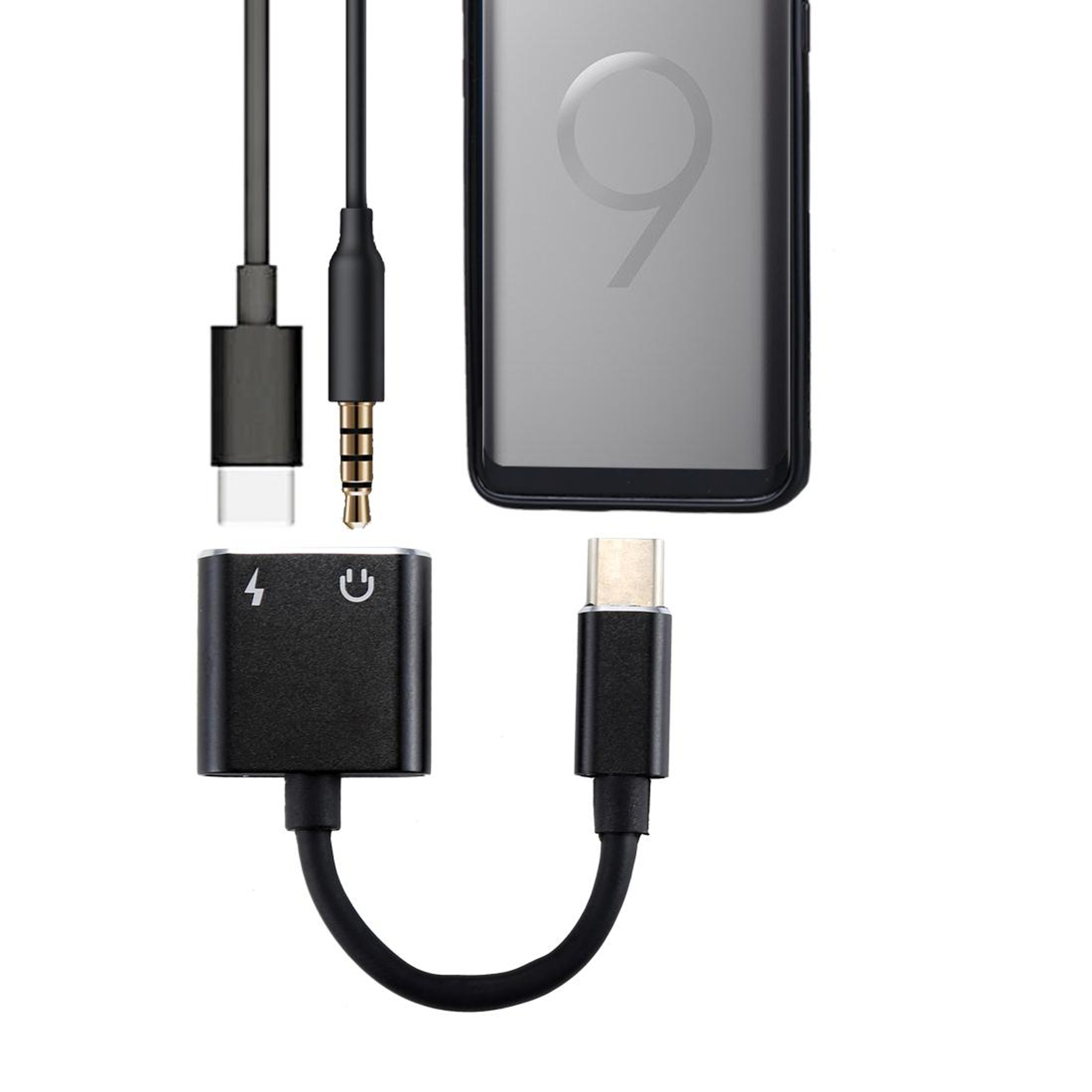 2 In 1 USB C Audio Adapter With Charging Splitter For Headphones And Power 0